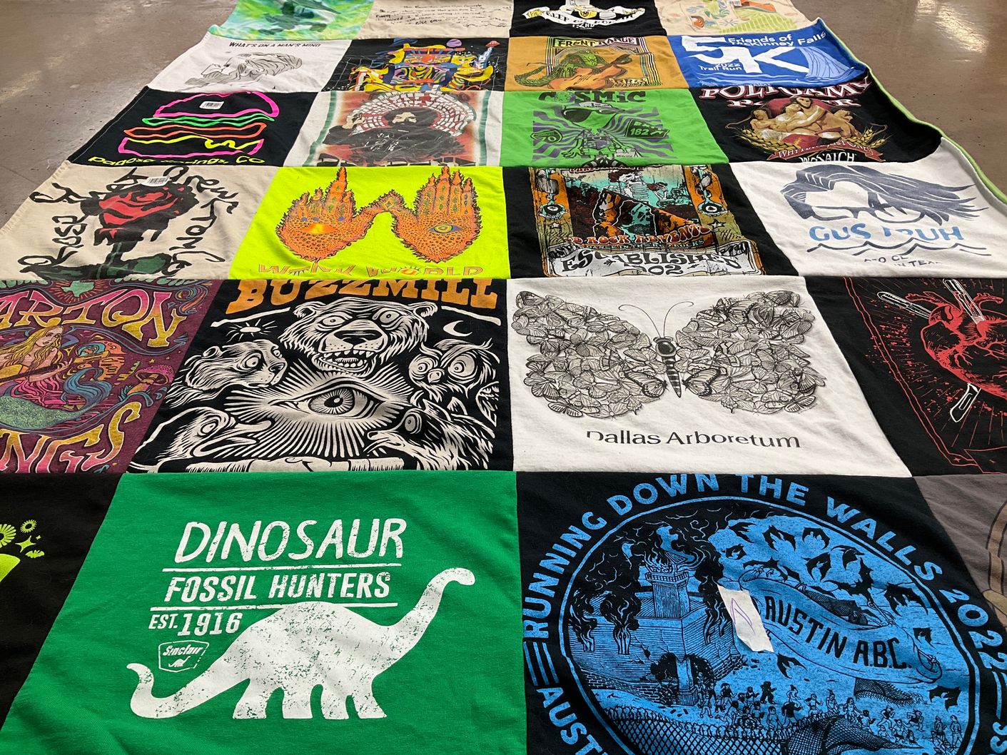 T-shirt quilt with music, nature themes by Paige from TX