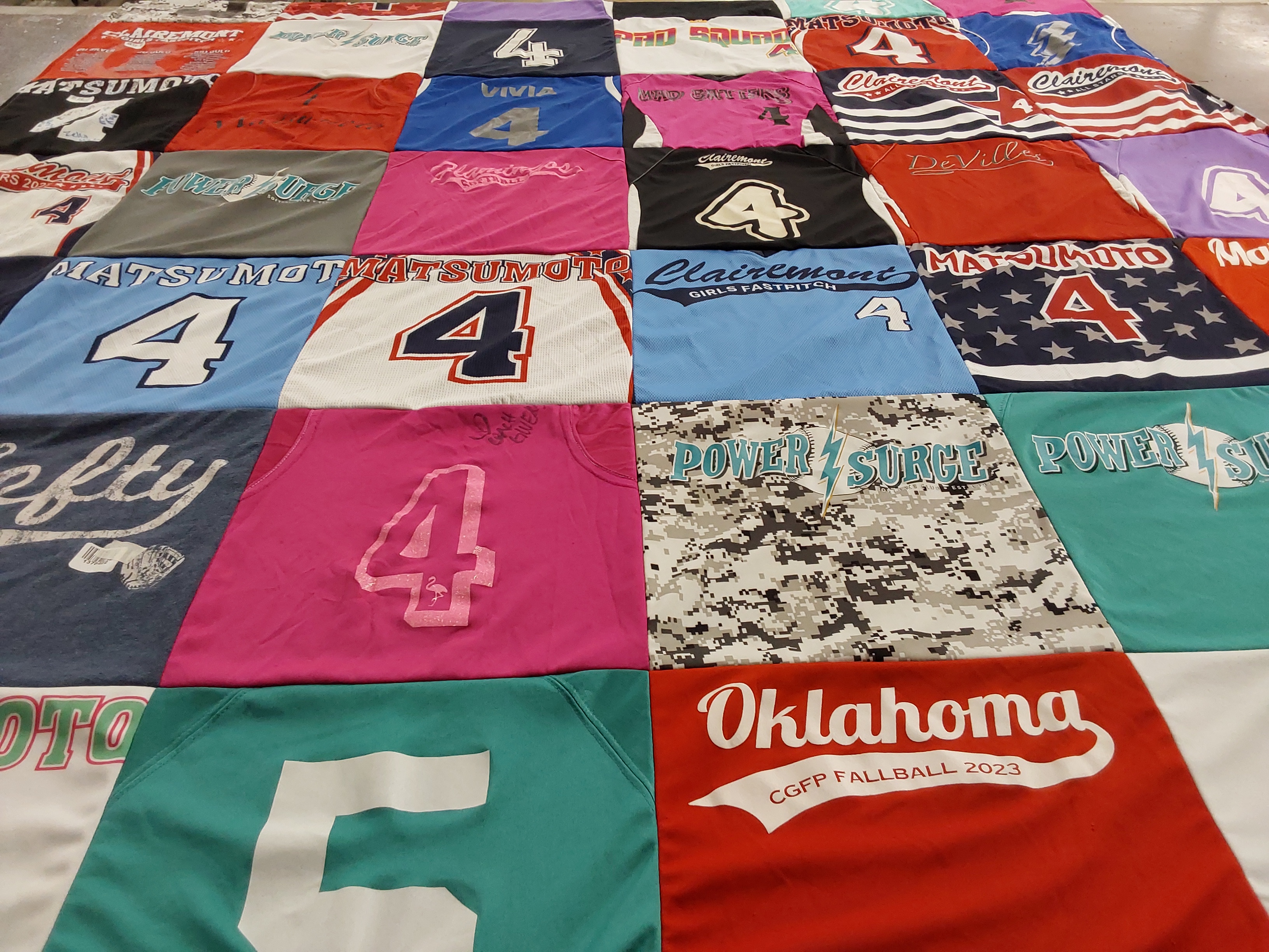 T-shirt quilt featuring claremont girls fastpitch by melissa from CA
