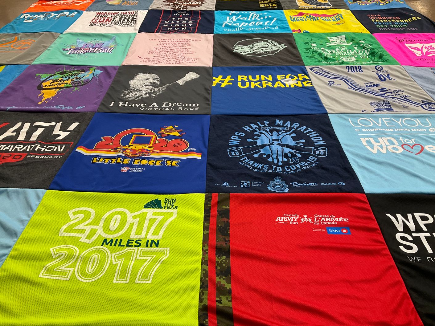 T-shirt quilt with running, marathons themes by Carena from MB