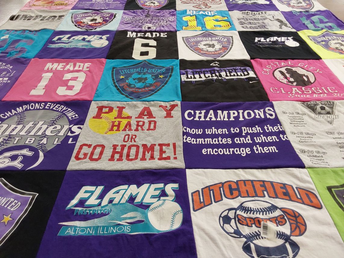 T-shirt quilt featuring litchfield high school sports by Linda from IL