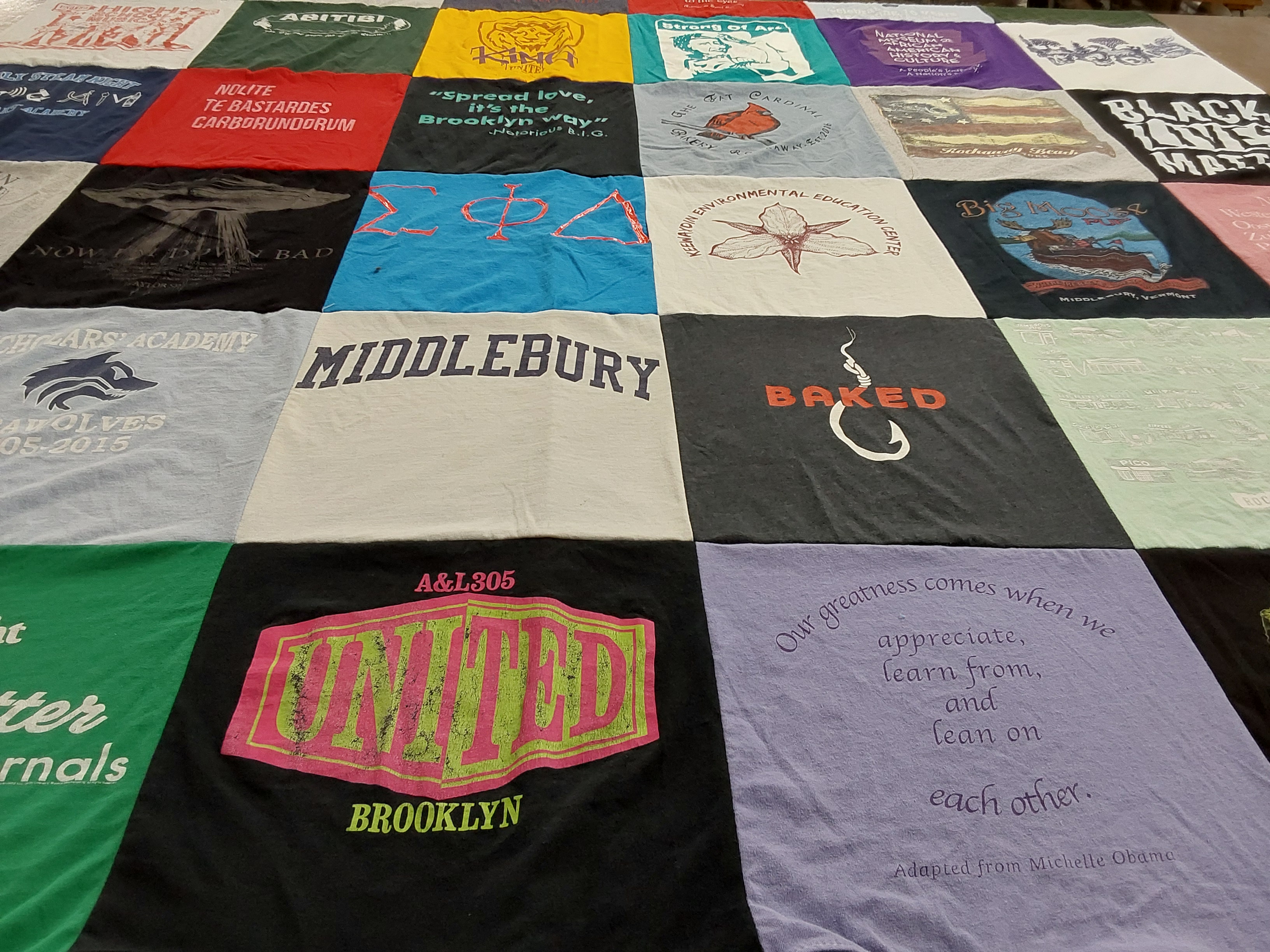 T-shirt quilt featuring wolves by Lea from NY