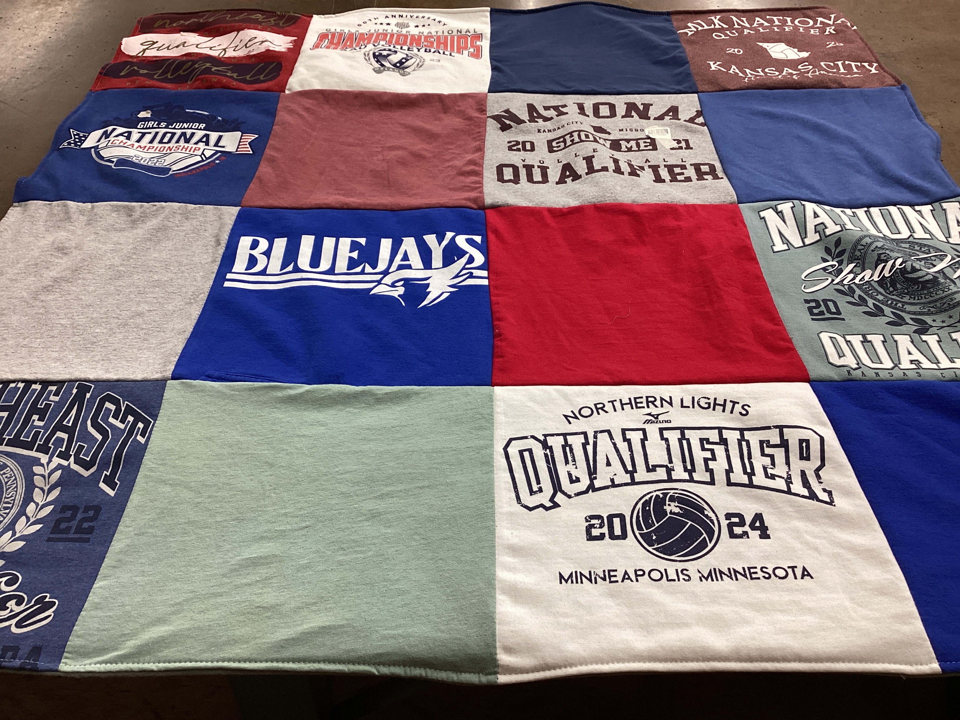 T-shirt quilt featuring bluejays by Jessica from NE
