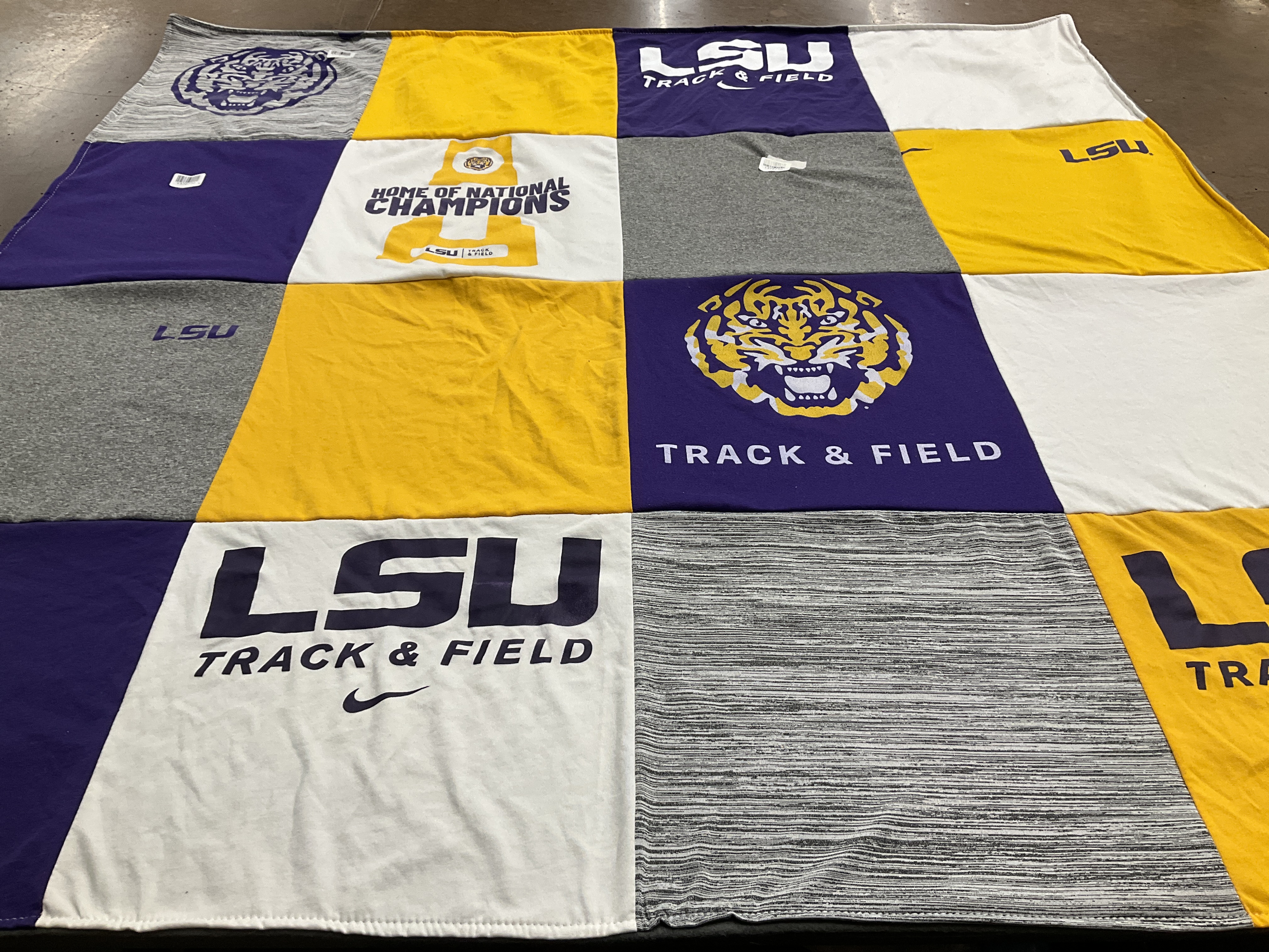T-shirt quilt featuring louisiana state university track and field by Johanna from LA