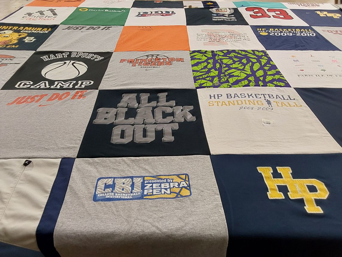 T-shirt quilt featuring hp basketball by Daniel from TX
