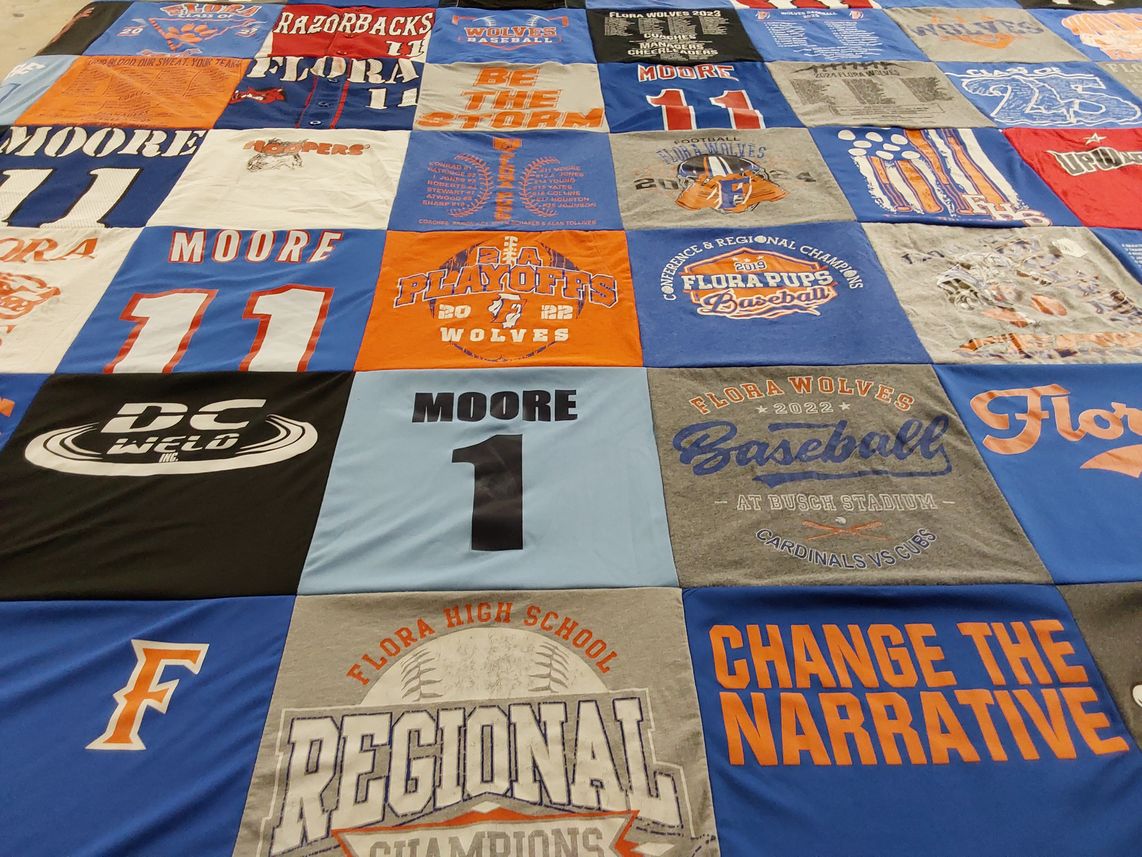 T-shirt quilt featuring flora wolves baseball by Brittany from IL
