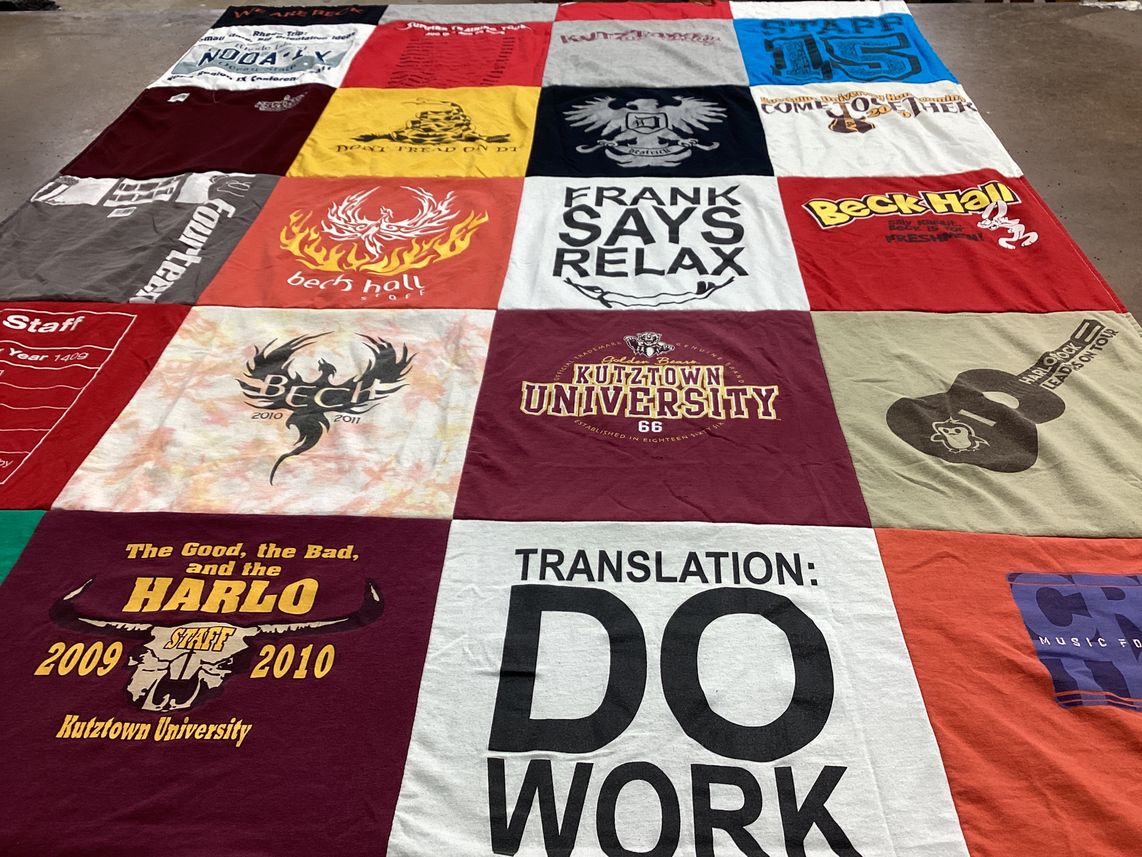 T-shirt quilt from kutztown university by Kelsey from PA