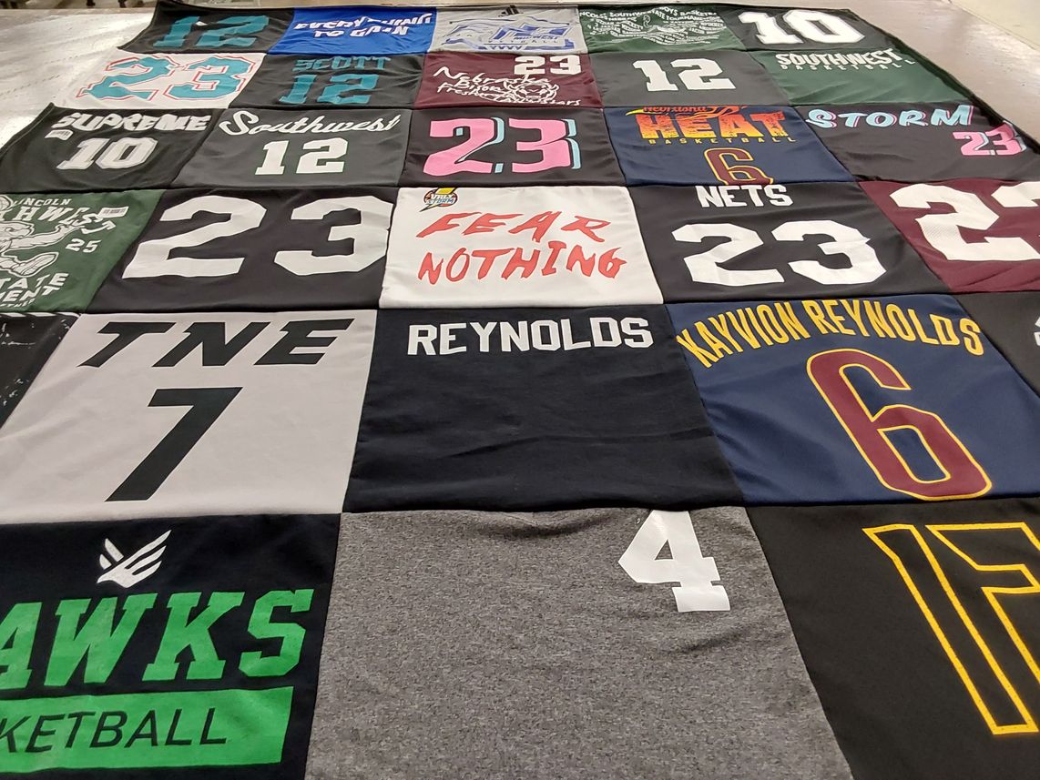 T-shirt quilt featuring hawks basketball by Blair from NE