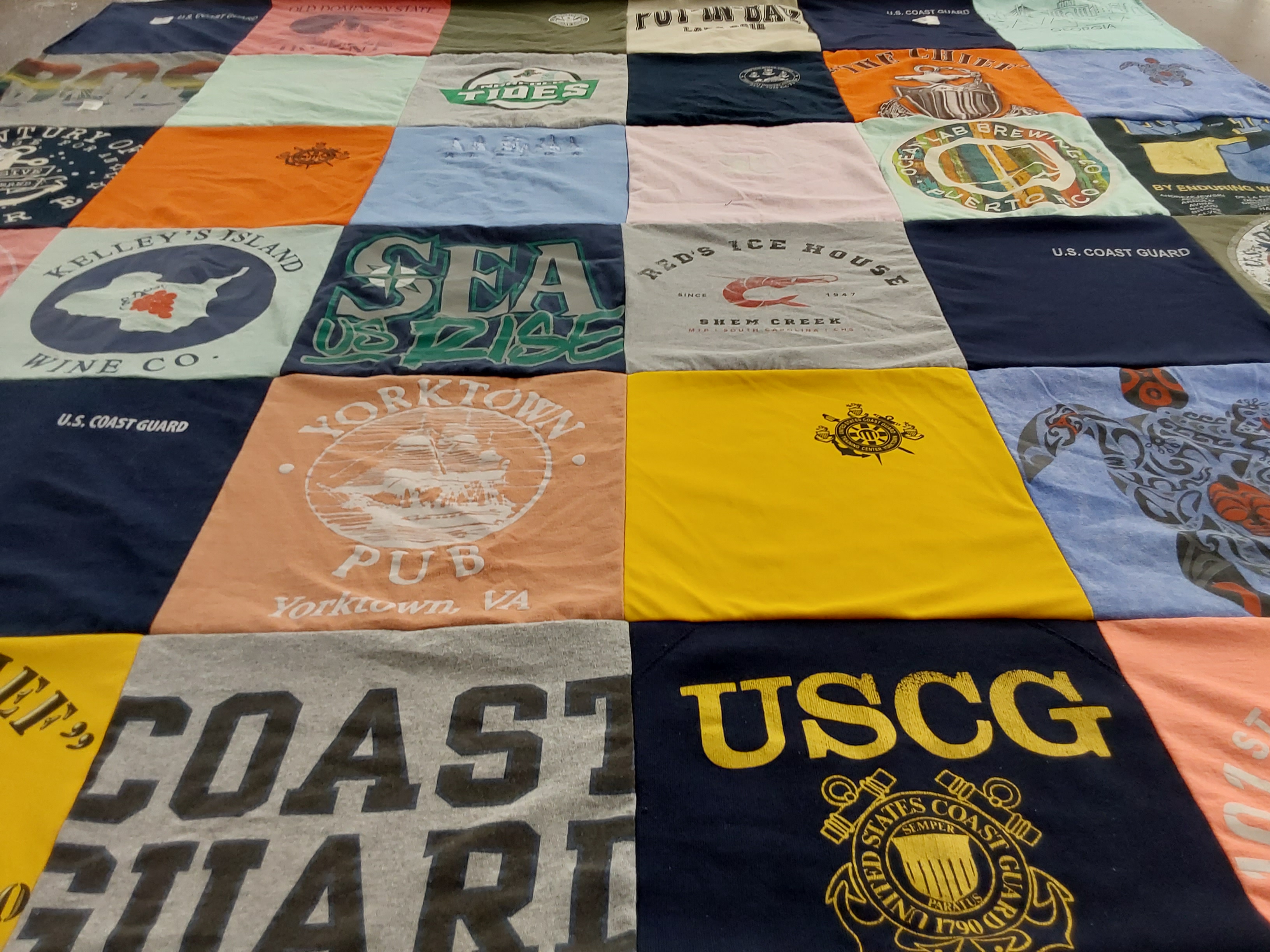 T-shirt quilt with boating, beach themes by Brooke from VA