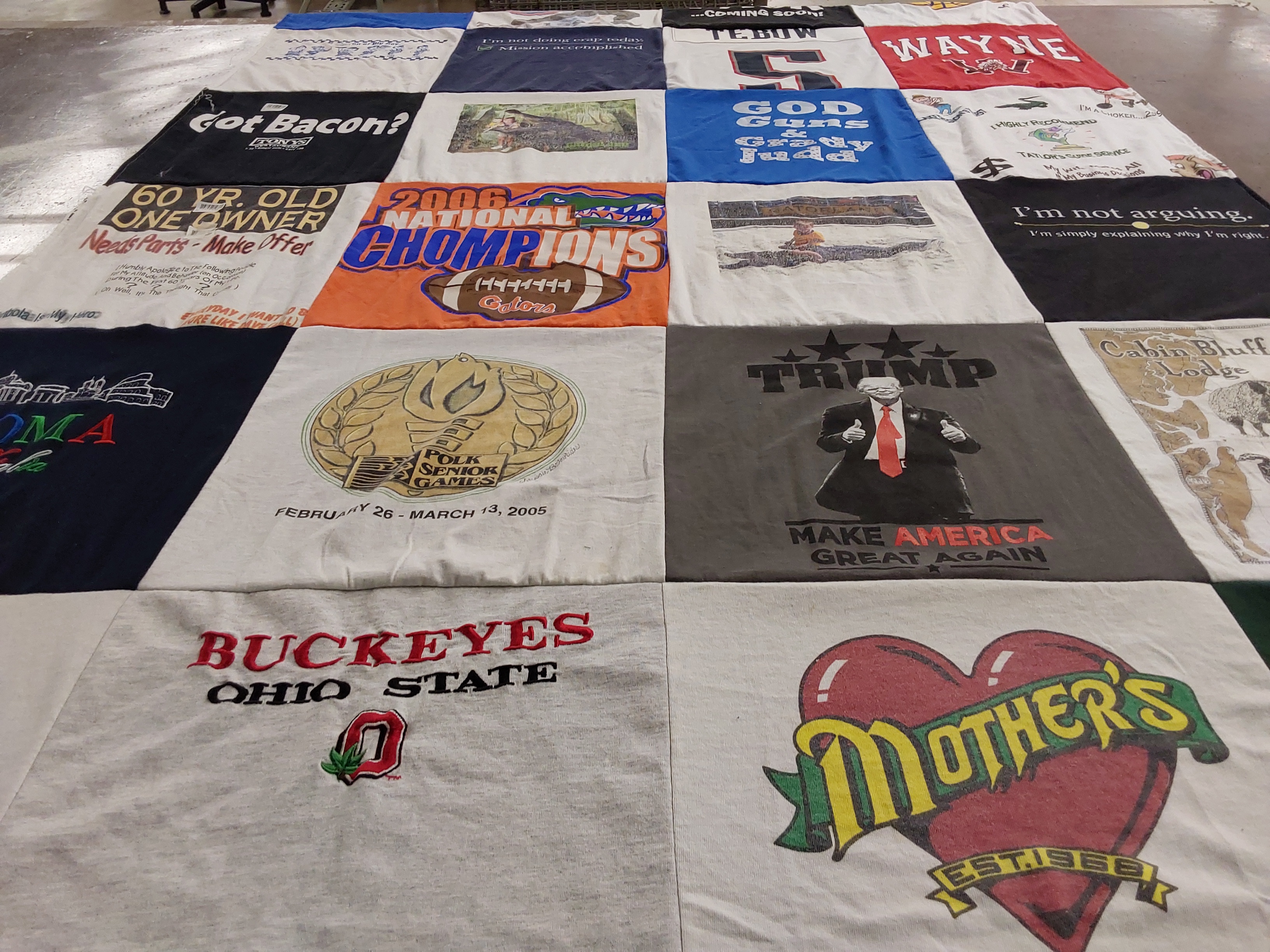 T-shirt quilt featuring buckeyes by Jill from FL