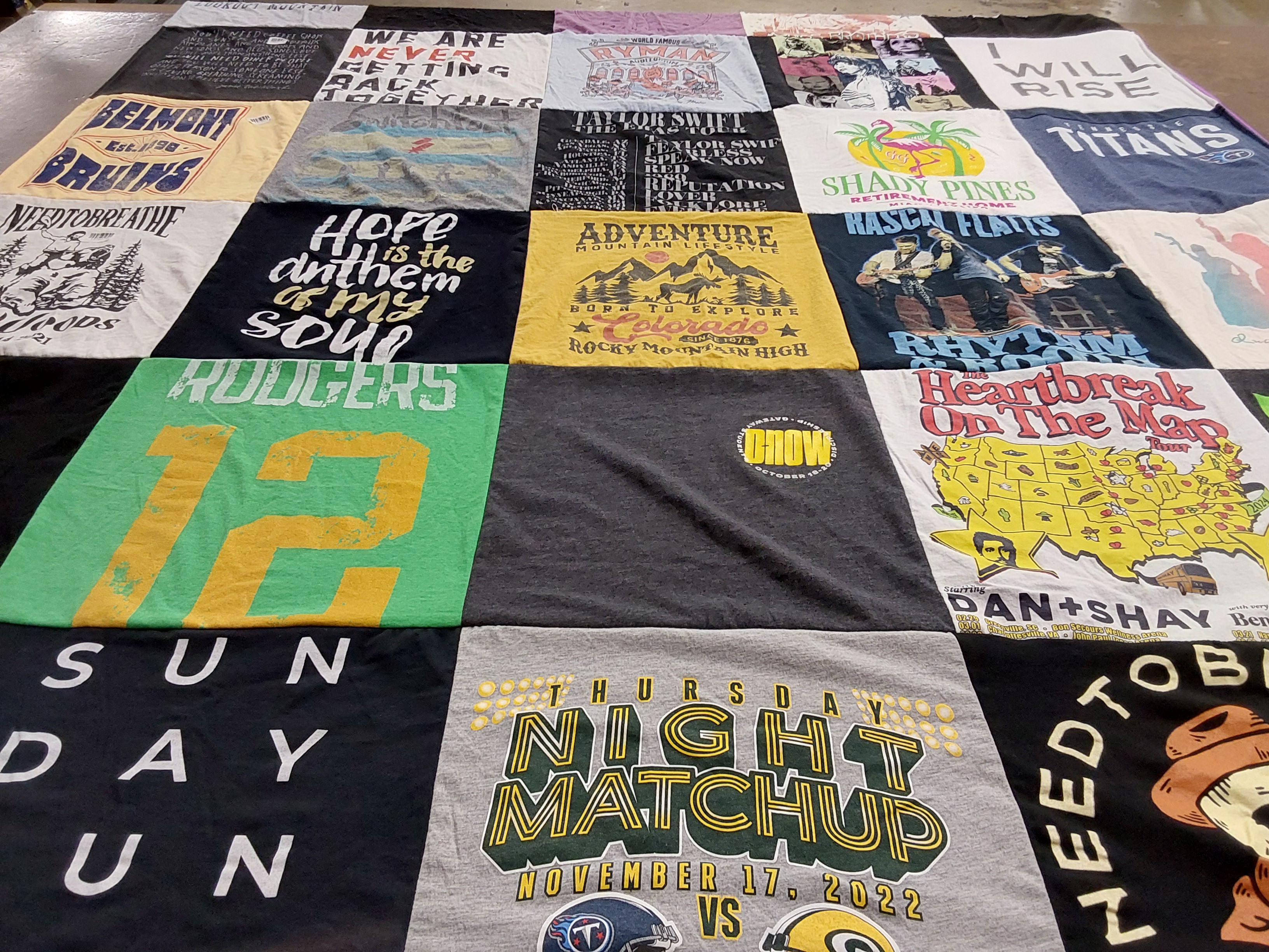 T-shirt quilt featuring green bay packers, tennessee titans by Caitlin from TN