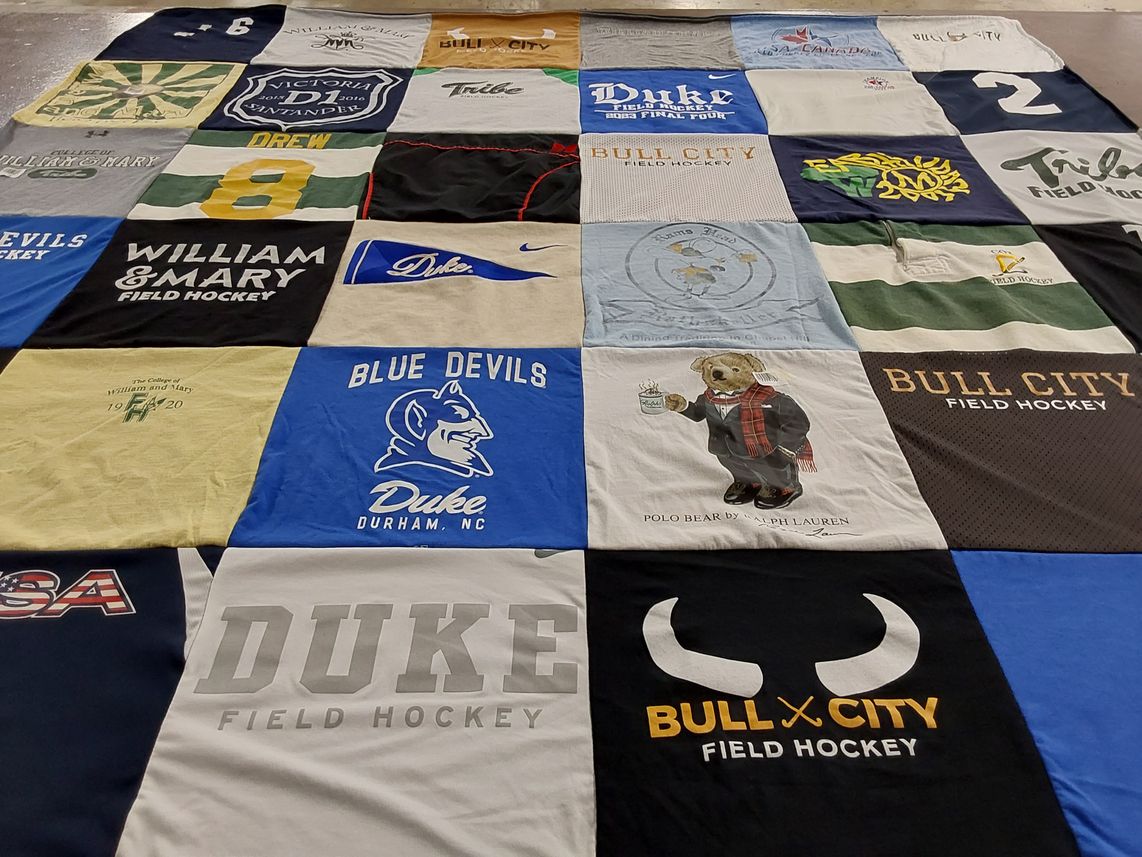 T-shirt quilt featuring duke university field hockey, william and mary field hockey by Wesley from NC