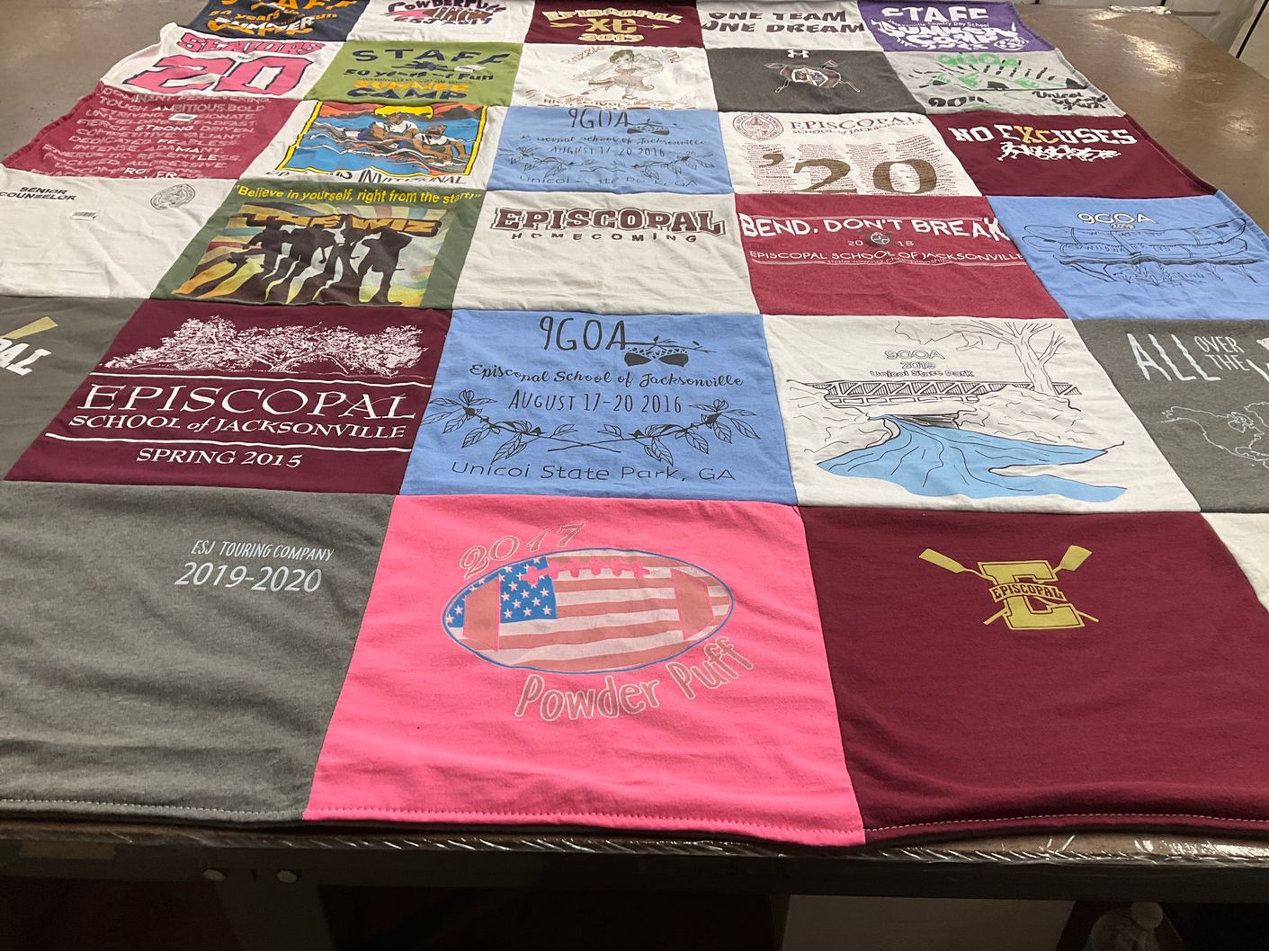 T-shirt quilt featuring powder puff team, episcopal high school crew by Becky from FL