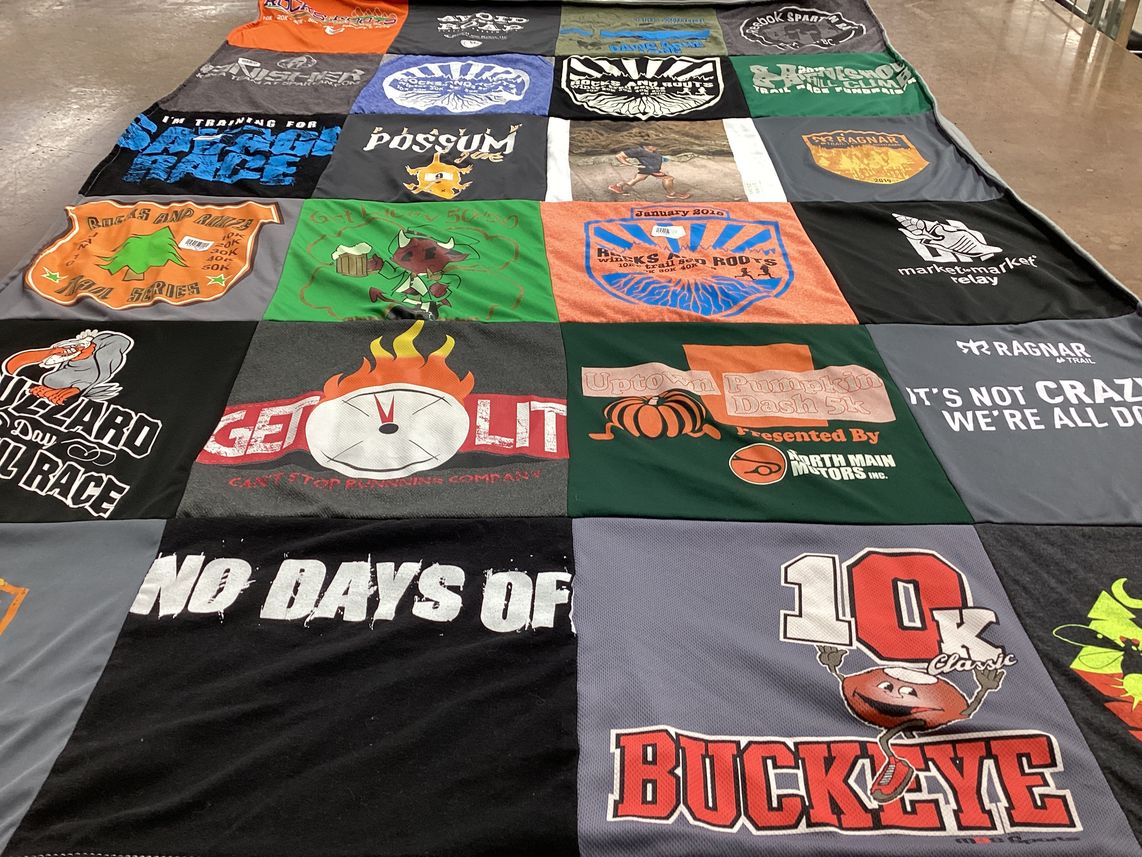 T-shirt quilt with running, races themes by Tonya from OH