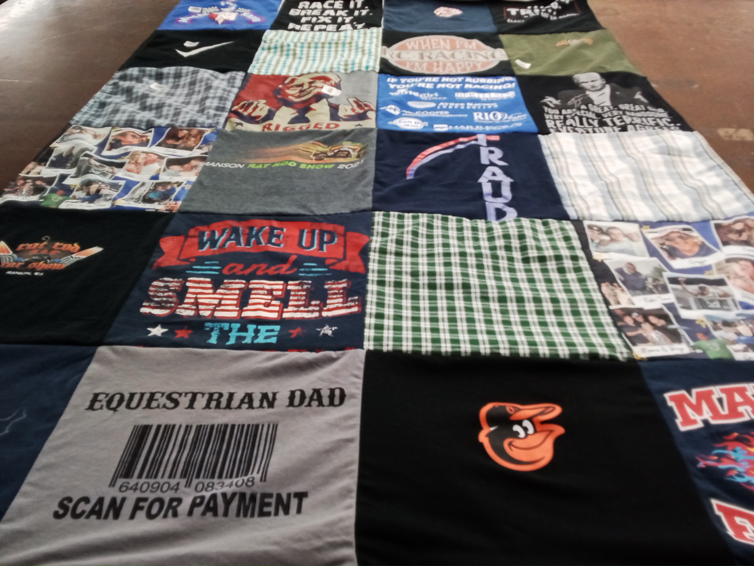 T-shirt quilt featuring orioles by Kati from WA