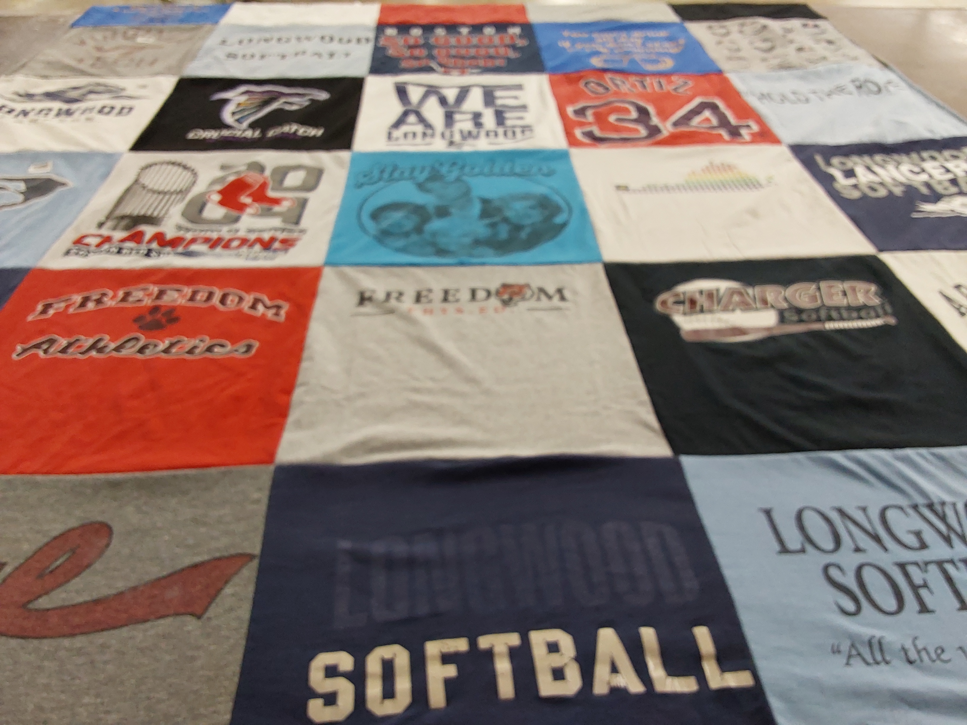 T-shirt quilt featuring longwood softball, freedom athletics by Heather from VA