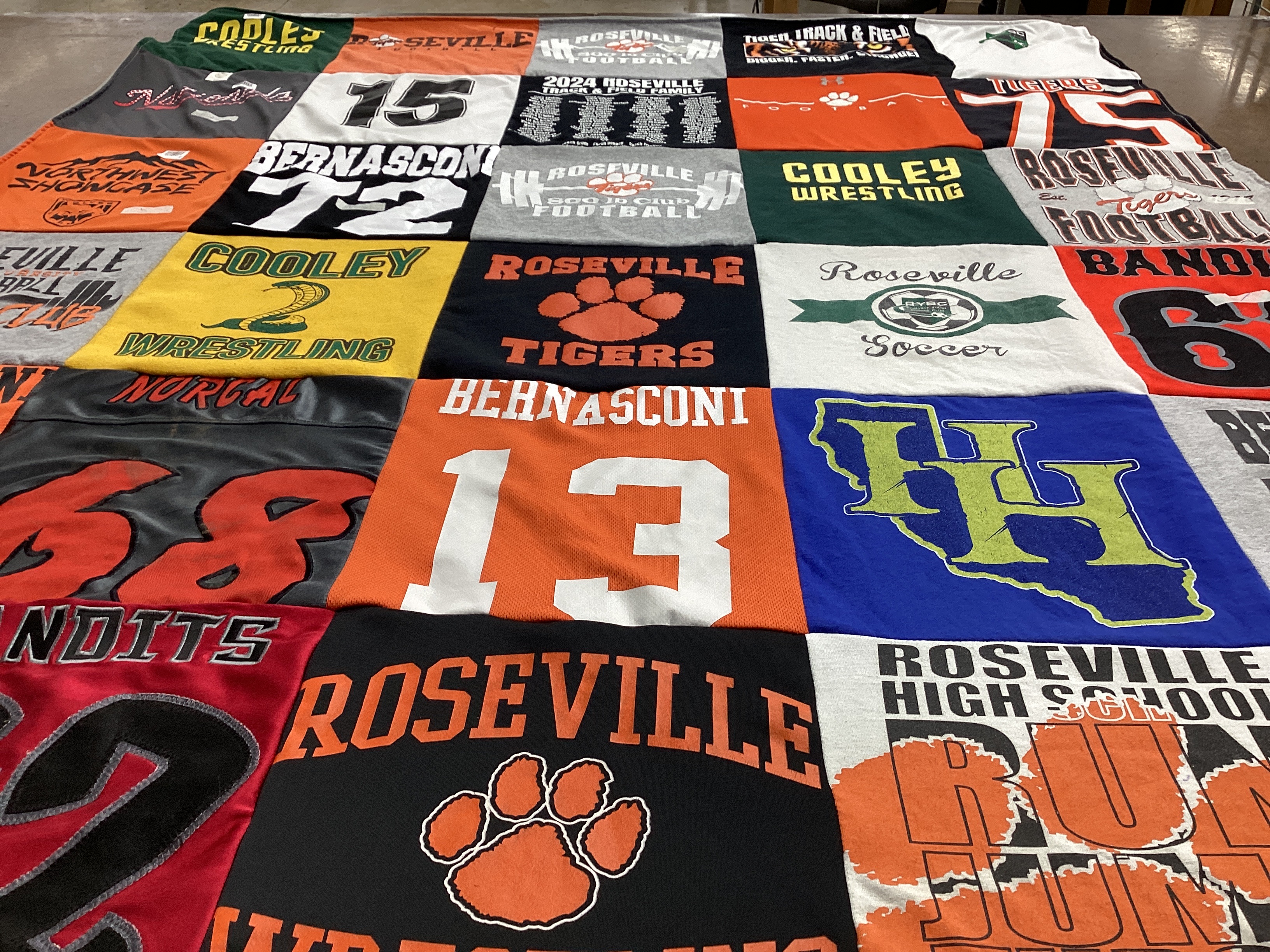 T-shirt quilt featuring roseville tigers, cooley wrestling by Krista from CA