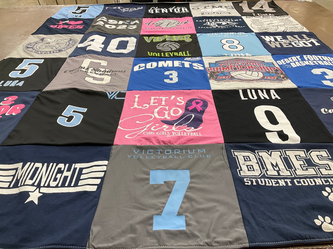 T-shirt quilt from cactus shadows high school by Christina from AZ