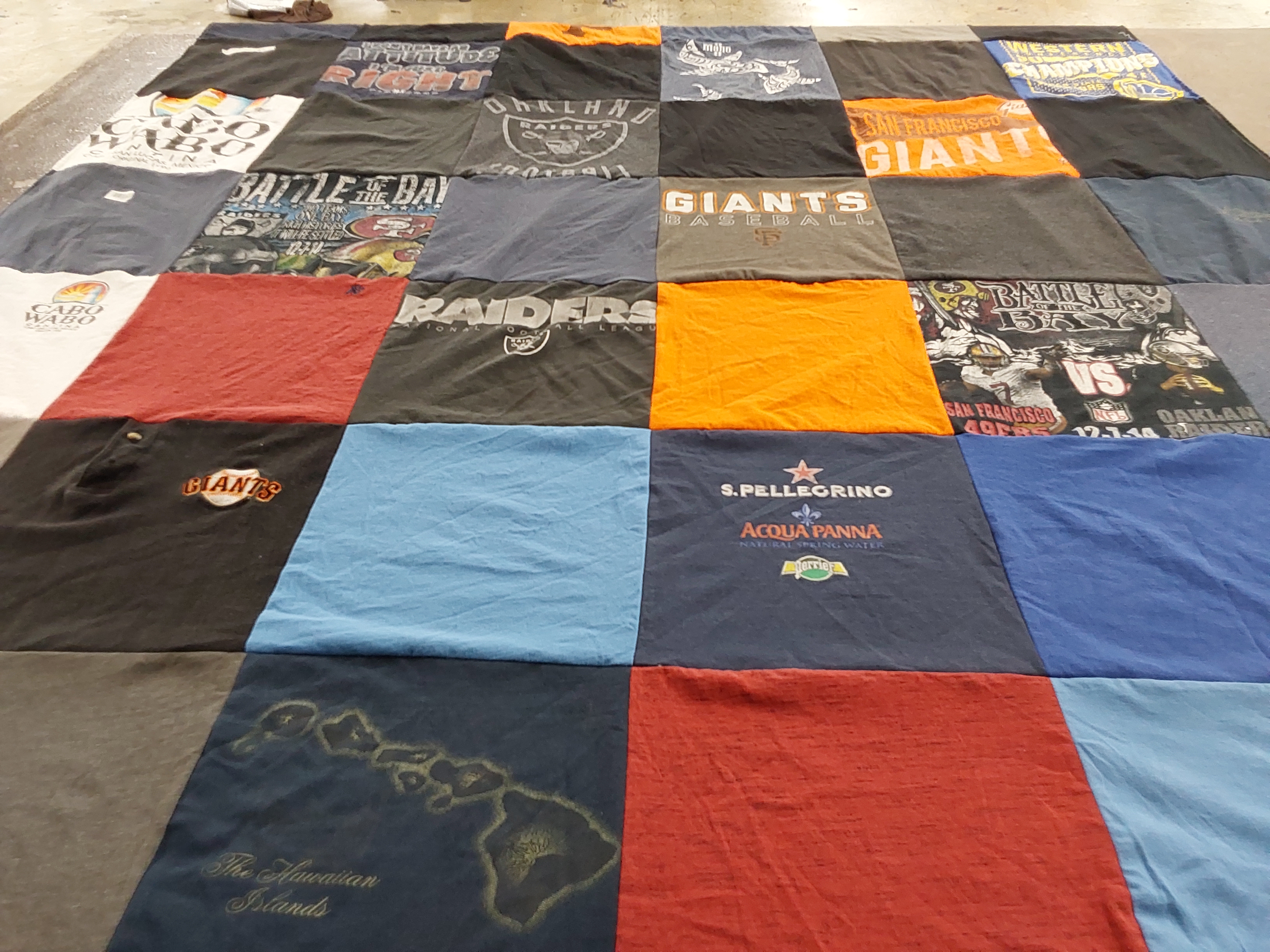 T-shirt quilt featuring san francisco giants, oakland raiders by Wendy Williams  from CA
