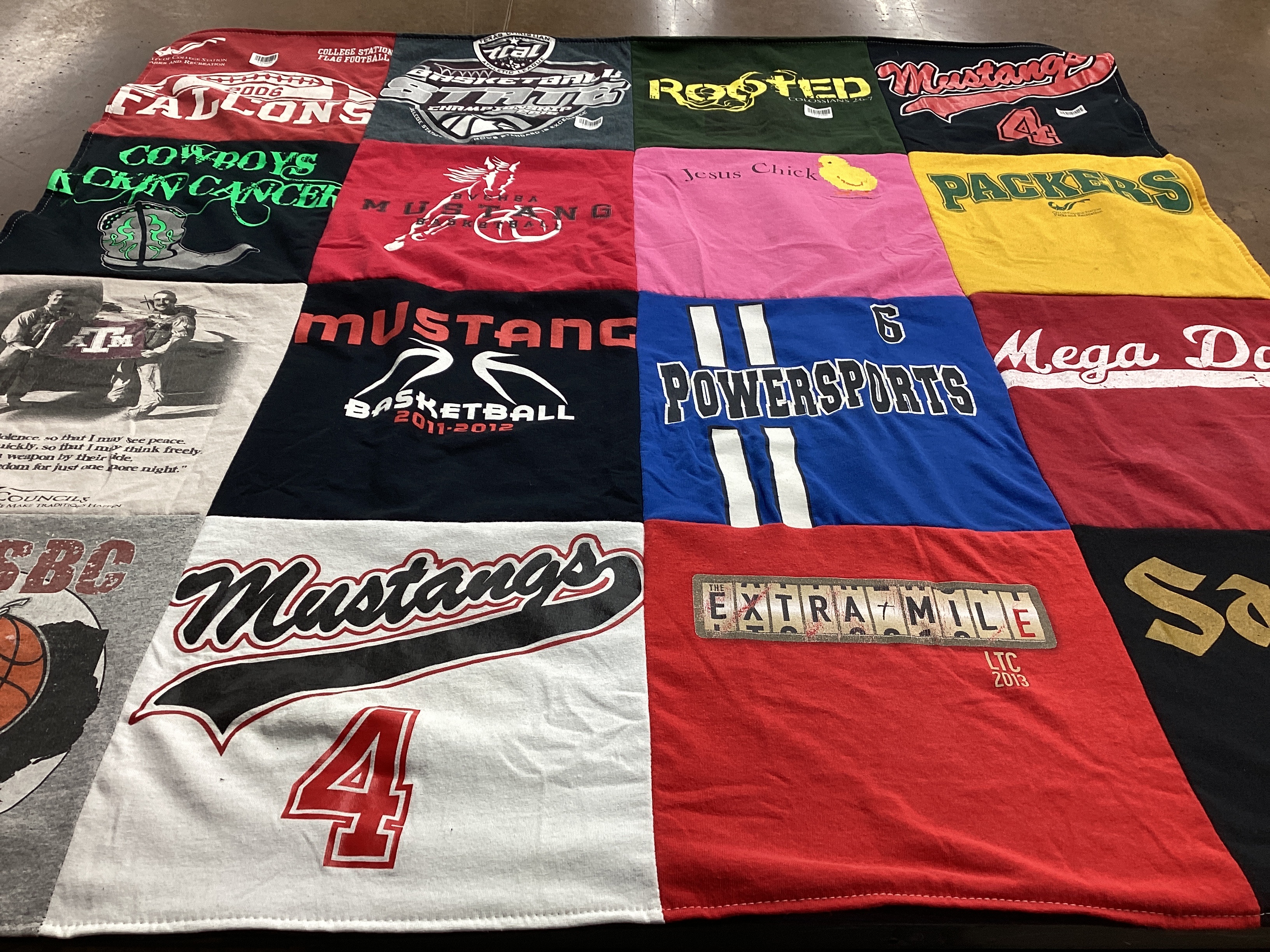 T-shirt quilt featuring mustangs by Faith from TX