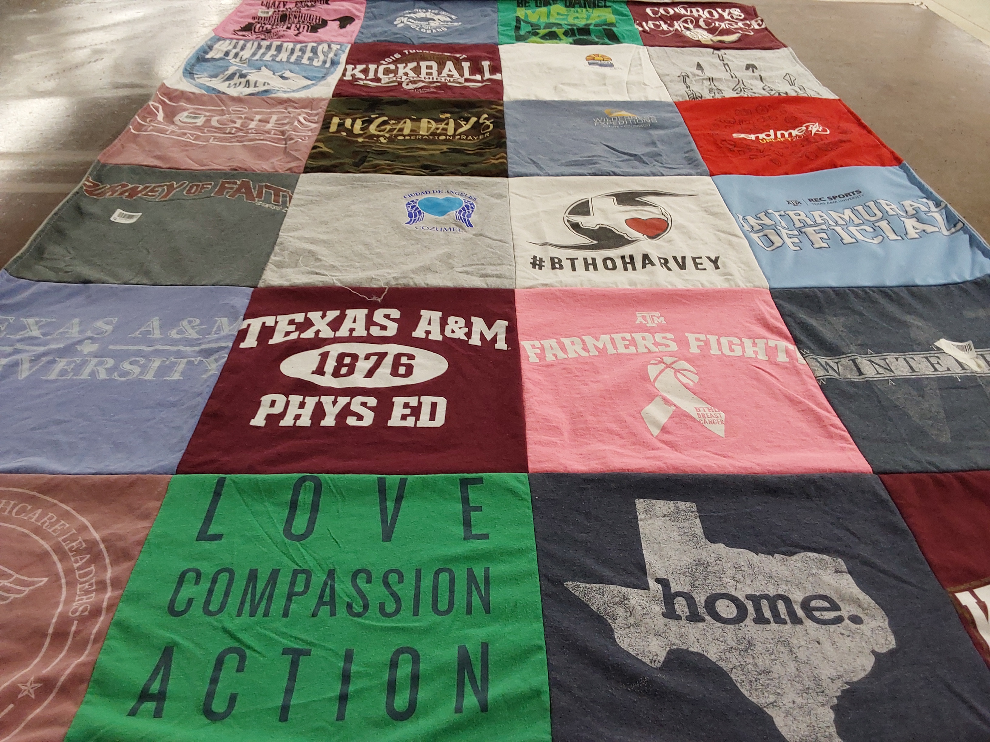 T-shirt quilt from texas a&m university by Faith from TX
