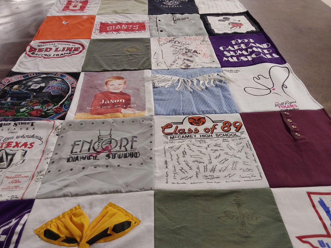 T-shirt quilt featuring giants, will rogers wolves by Deanne from TX