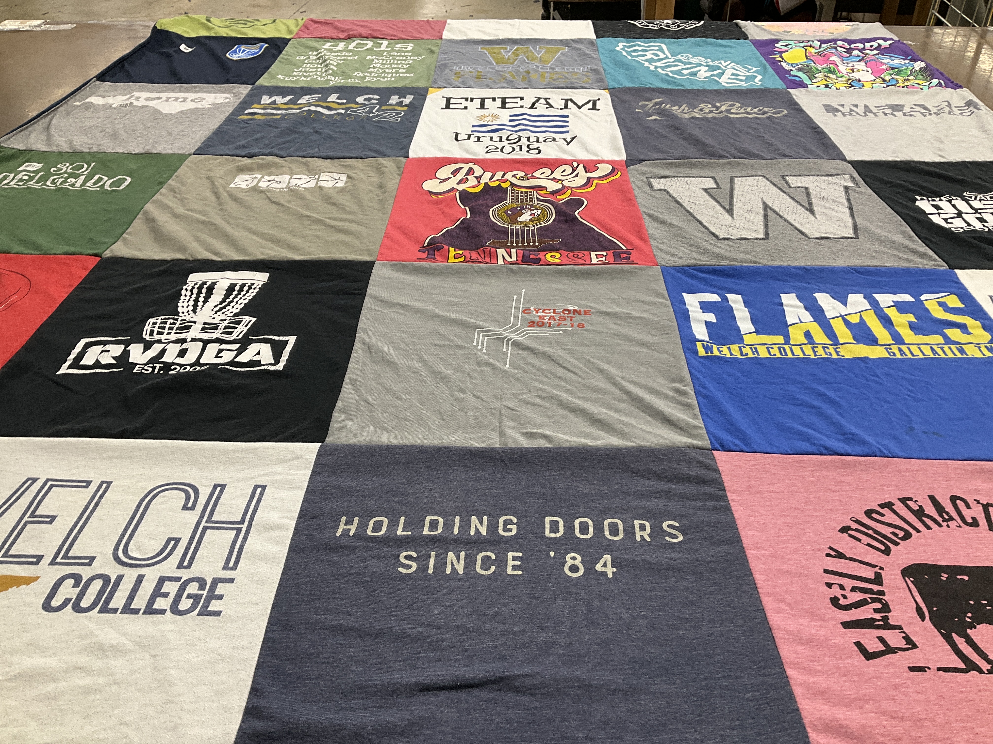 T-shirt quilt featuring cyclones, flames by Daniel from AR