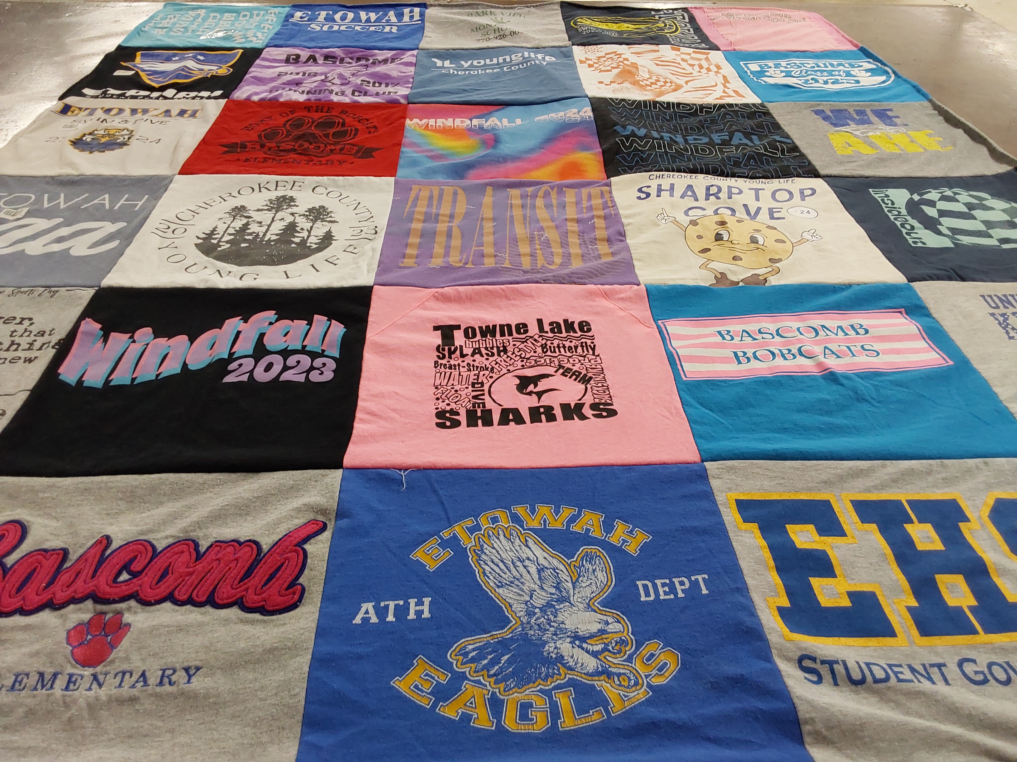 T-shirt quilt featuring etowah soccer, towne lake sharks by Jamie from GA