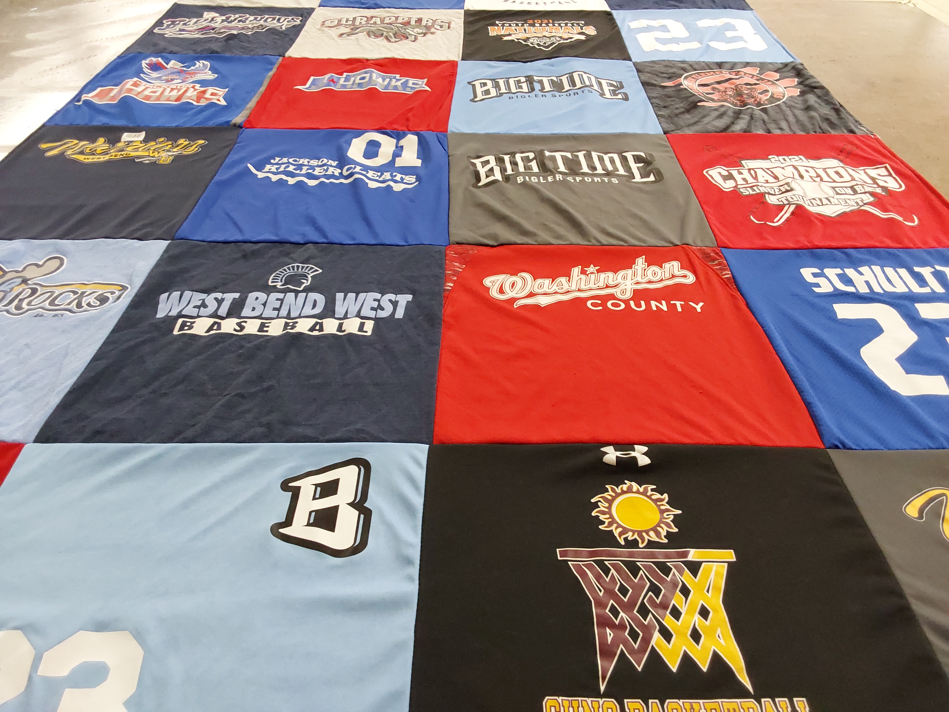 T-shirt quilt featuring jackson high school baseball, west bend west baseball by Laura from WI