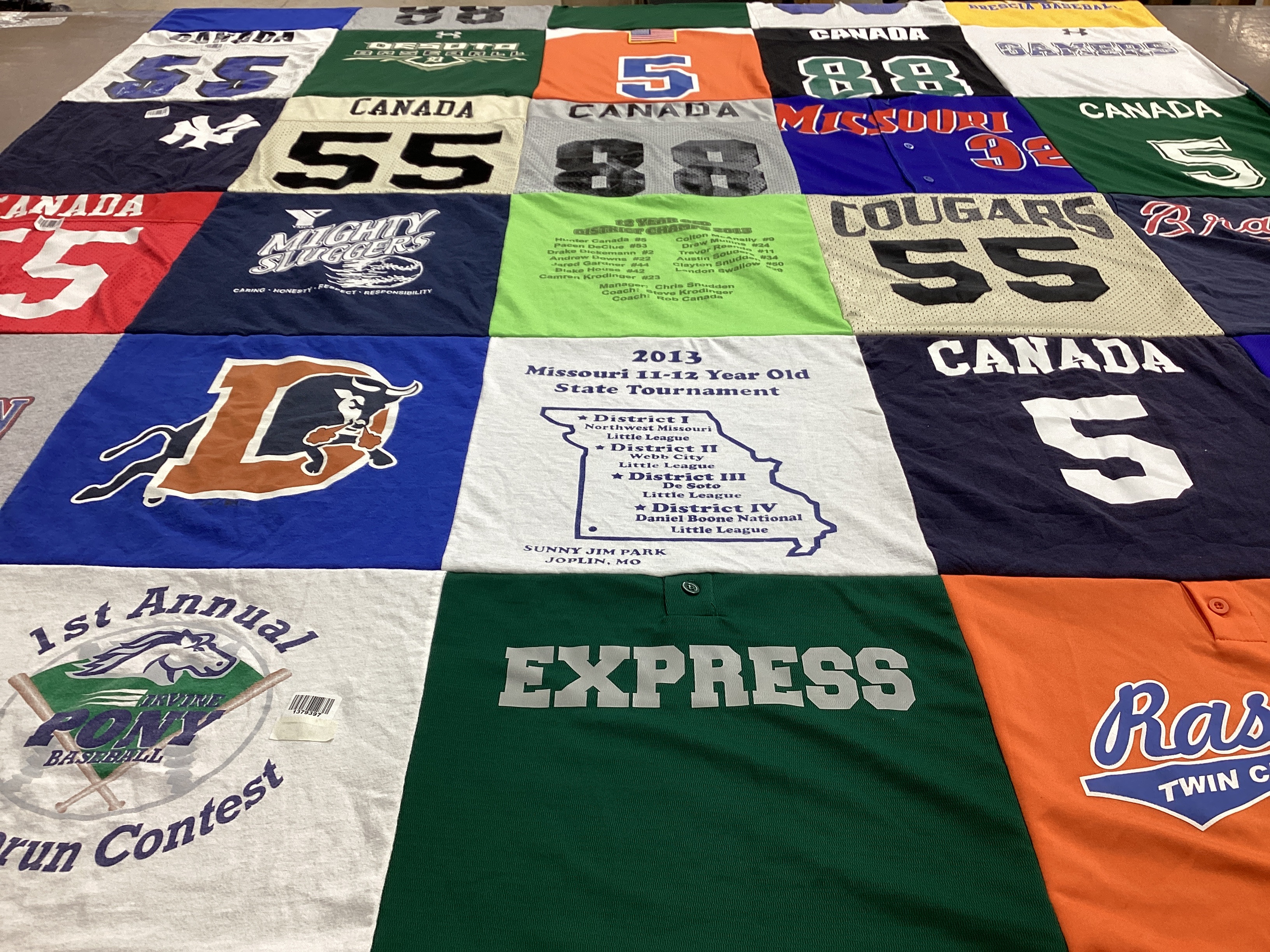 T-shirt quilt with baseball themes by Amy from OK
