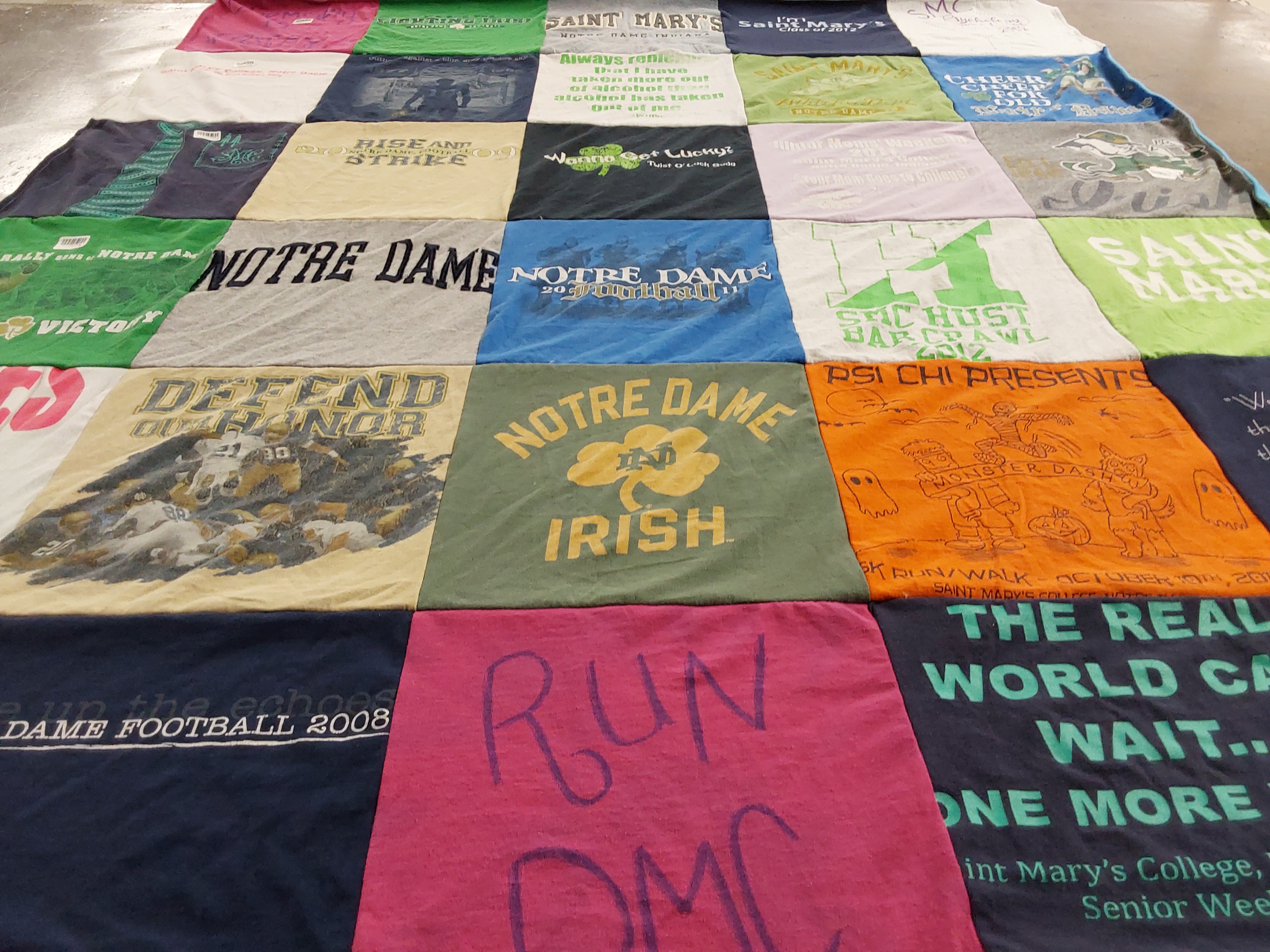 T-shirt quilt featuring notre dame football by Molly from PA