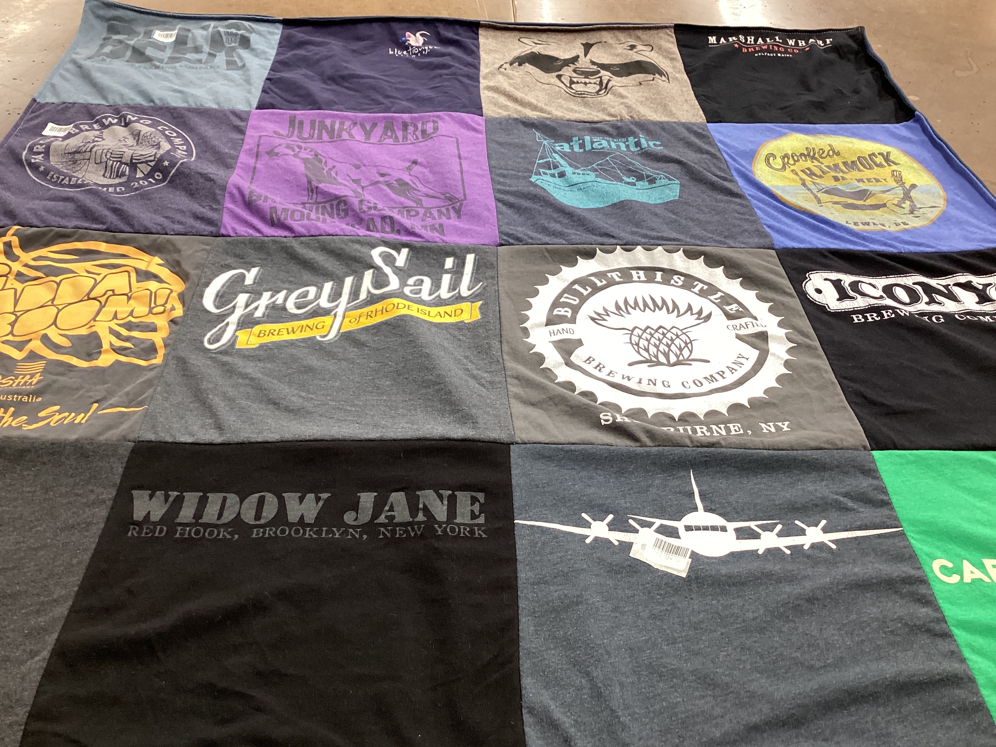 T-shirt quilt with brewing, craft beer themes by Ariana from NY