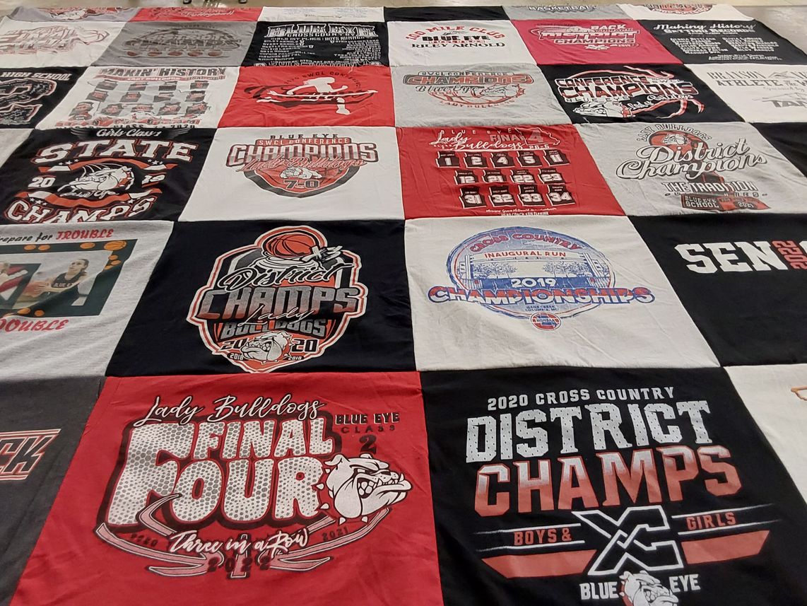 T-shirt quilt featuring bulldogs by Patti from MO