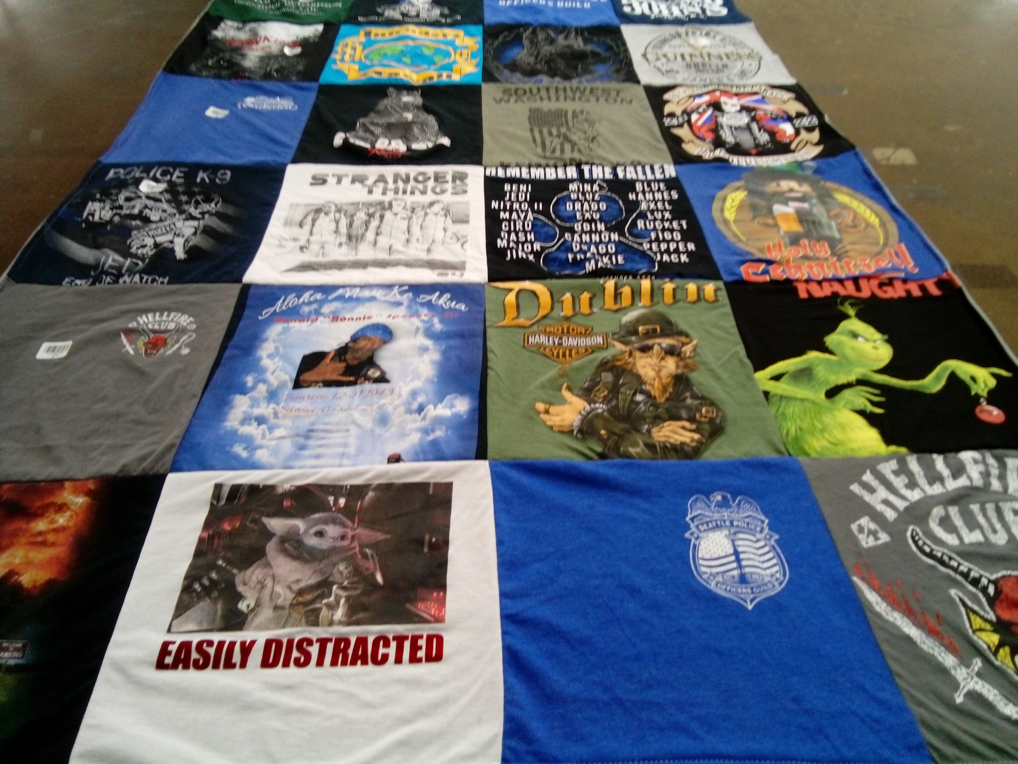 T-shirt quilt with law enforcement, television themes by Kame from WA