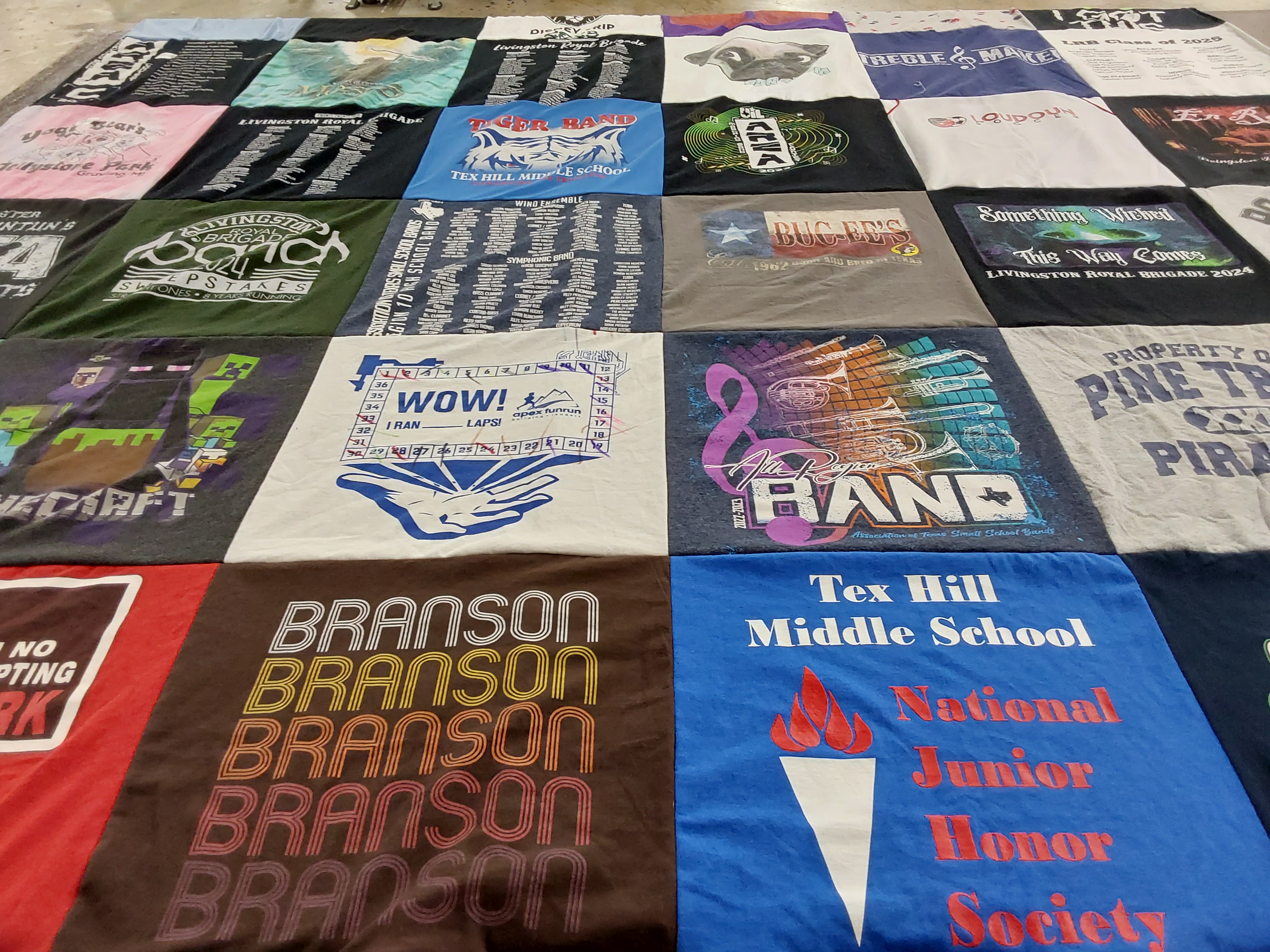 T-shirt quilt from tex hill middle school by Donna from TX