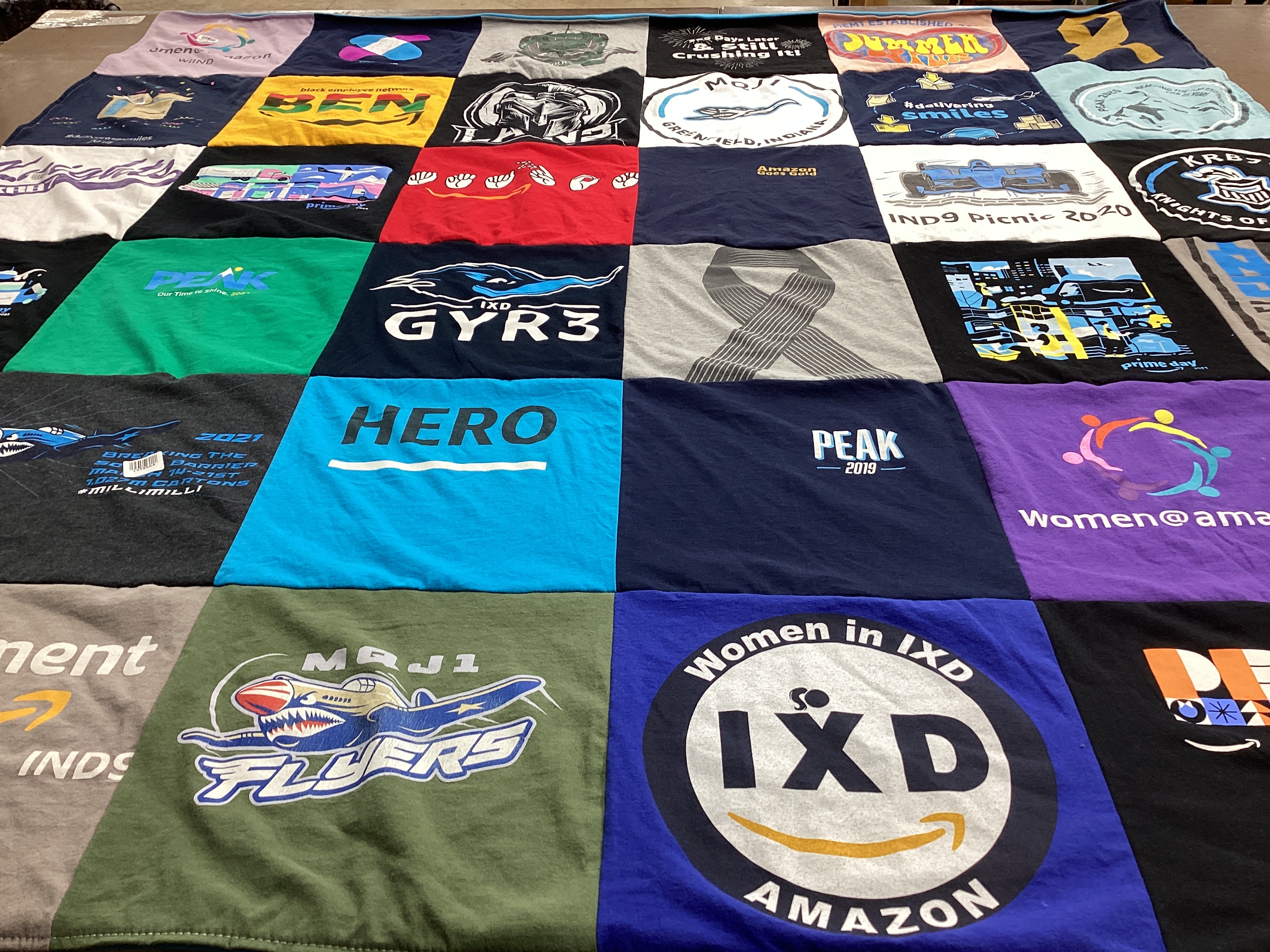 T-shirt quilt featuring maj1 flyers by Stephanie from CA