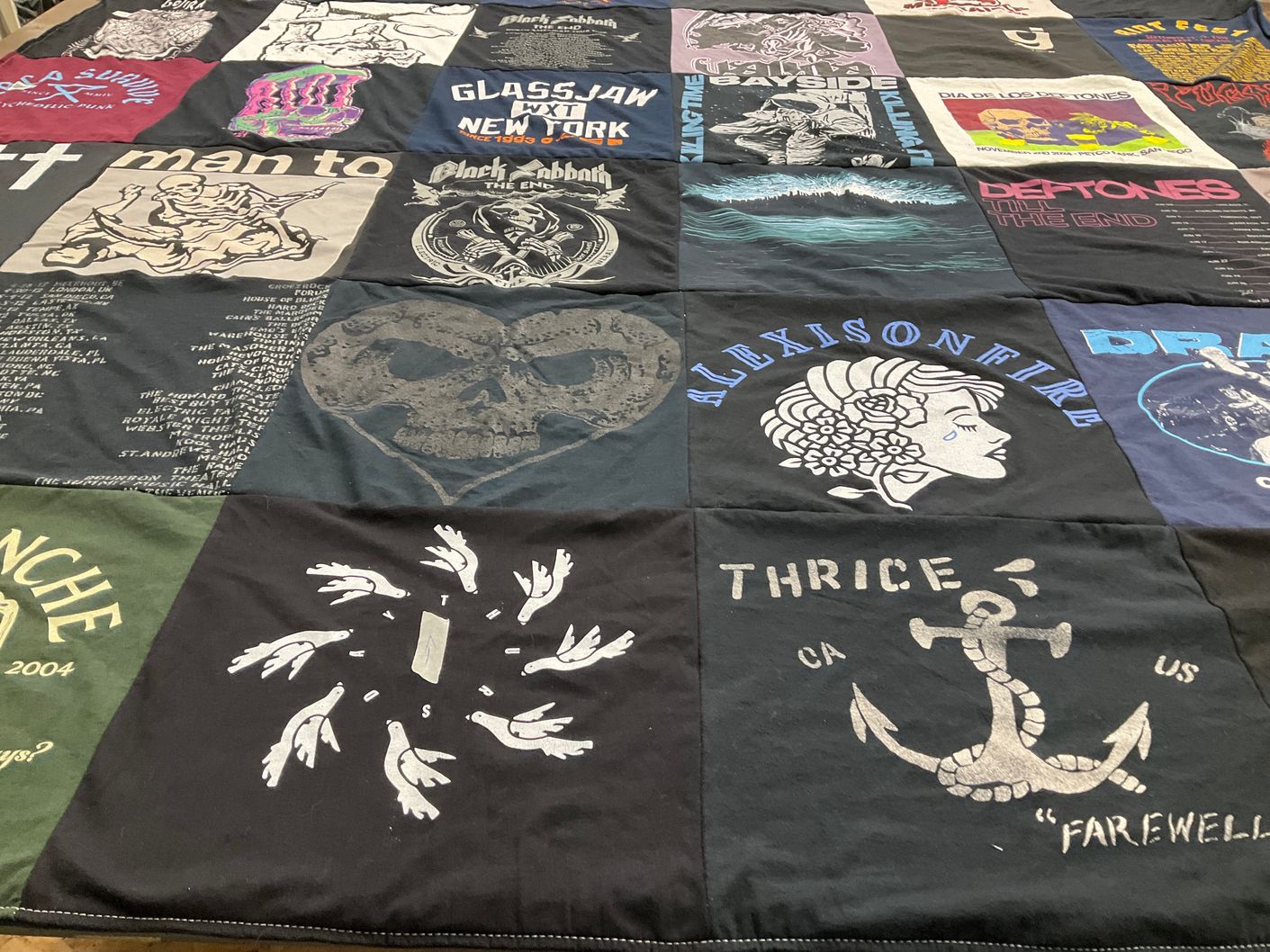 T-shirt quilt with music, bands themes by Matthew from TX