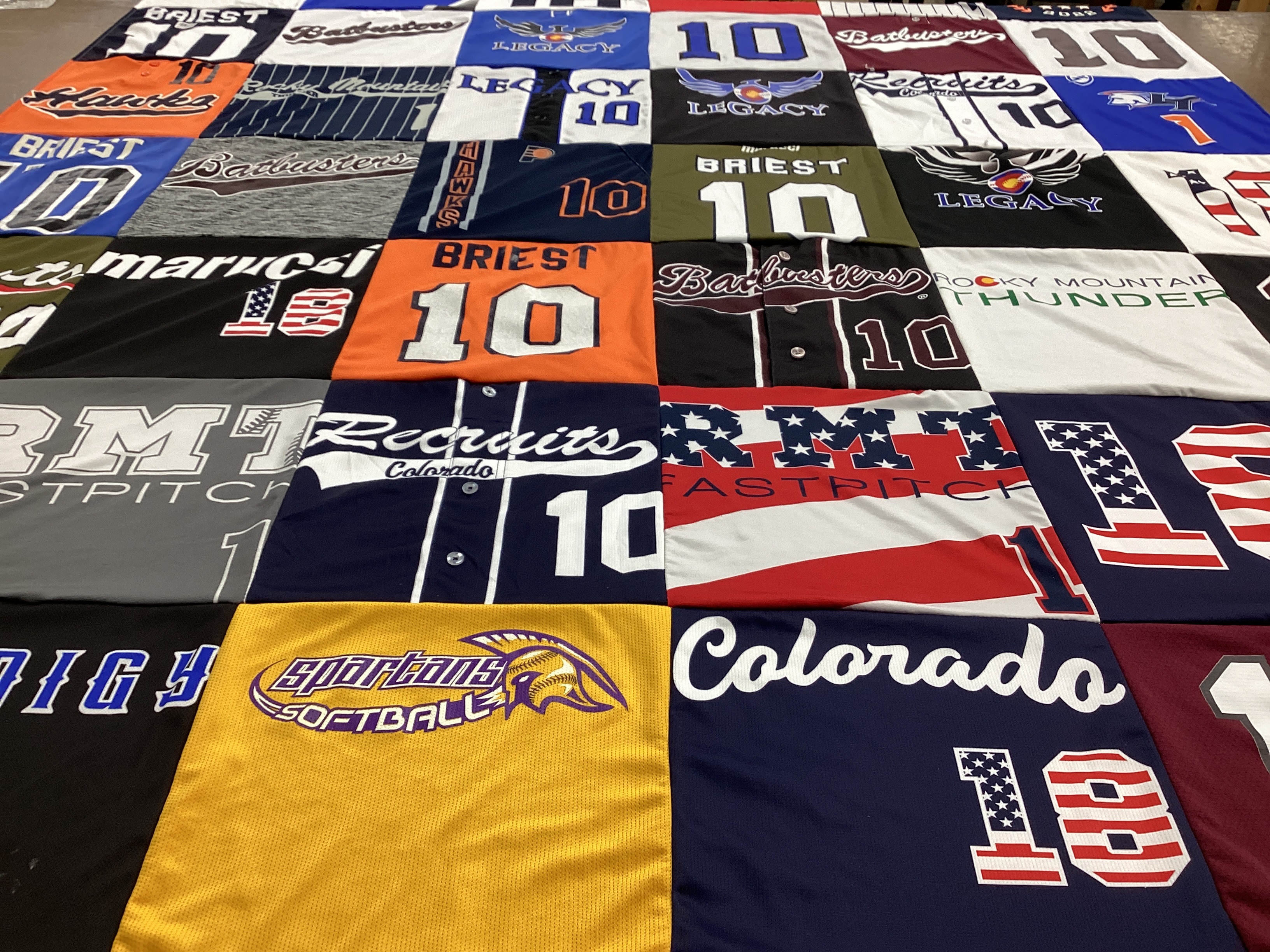 T-shirt quilt with softball themes by Michelle from CO