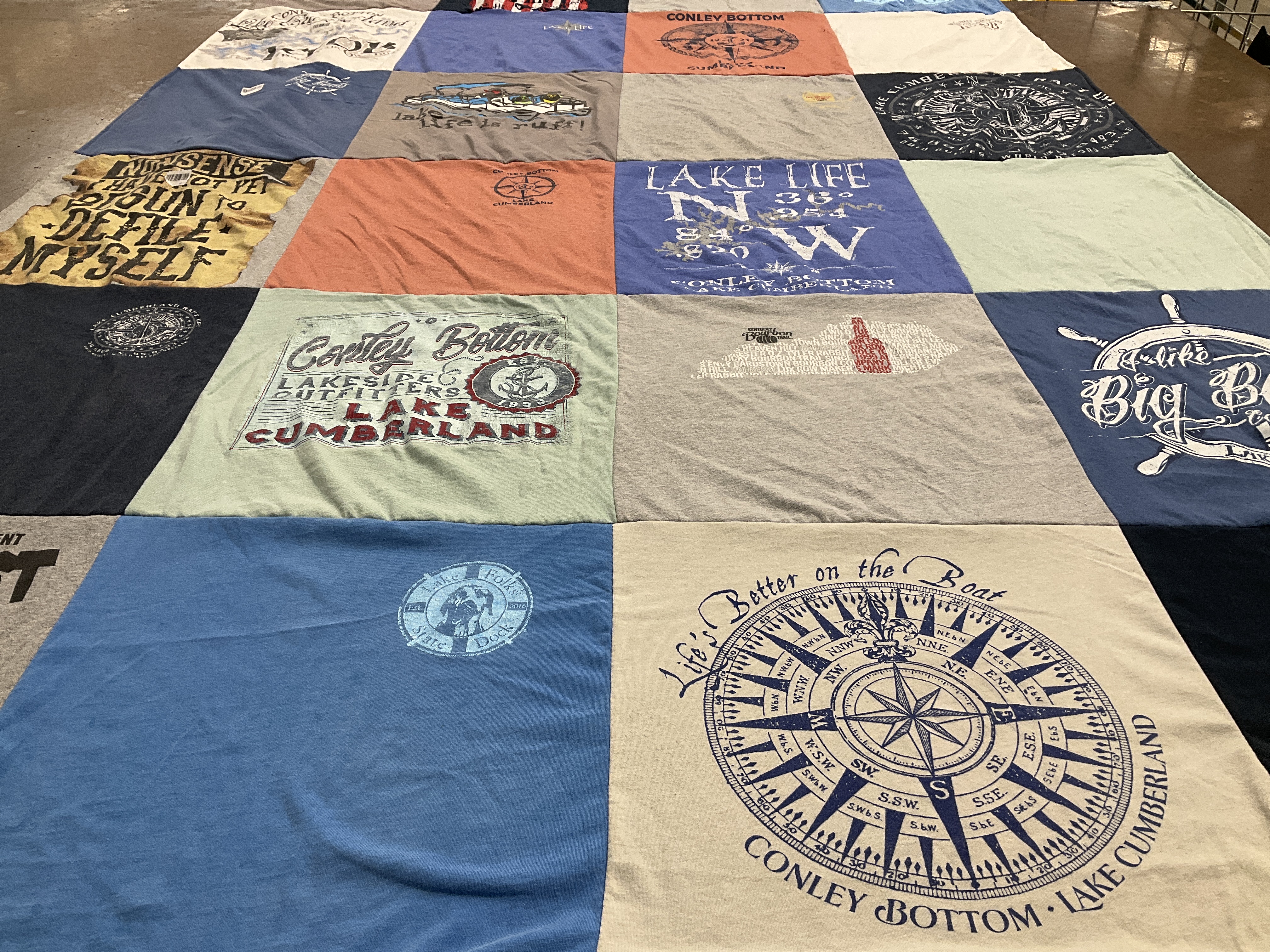 T-shirt quilt with boating, outdoors themes by Debbie from IN