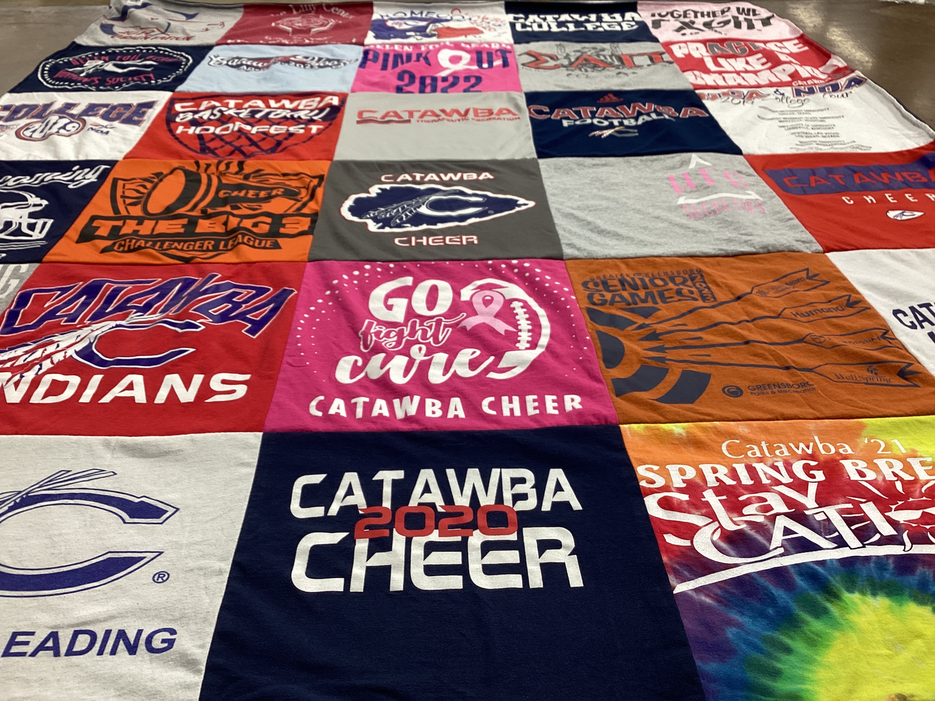T-shirt quilt featuring catawba cheer, catawba indians by Kathryn from NC