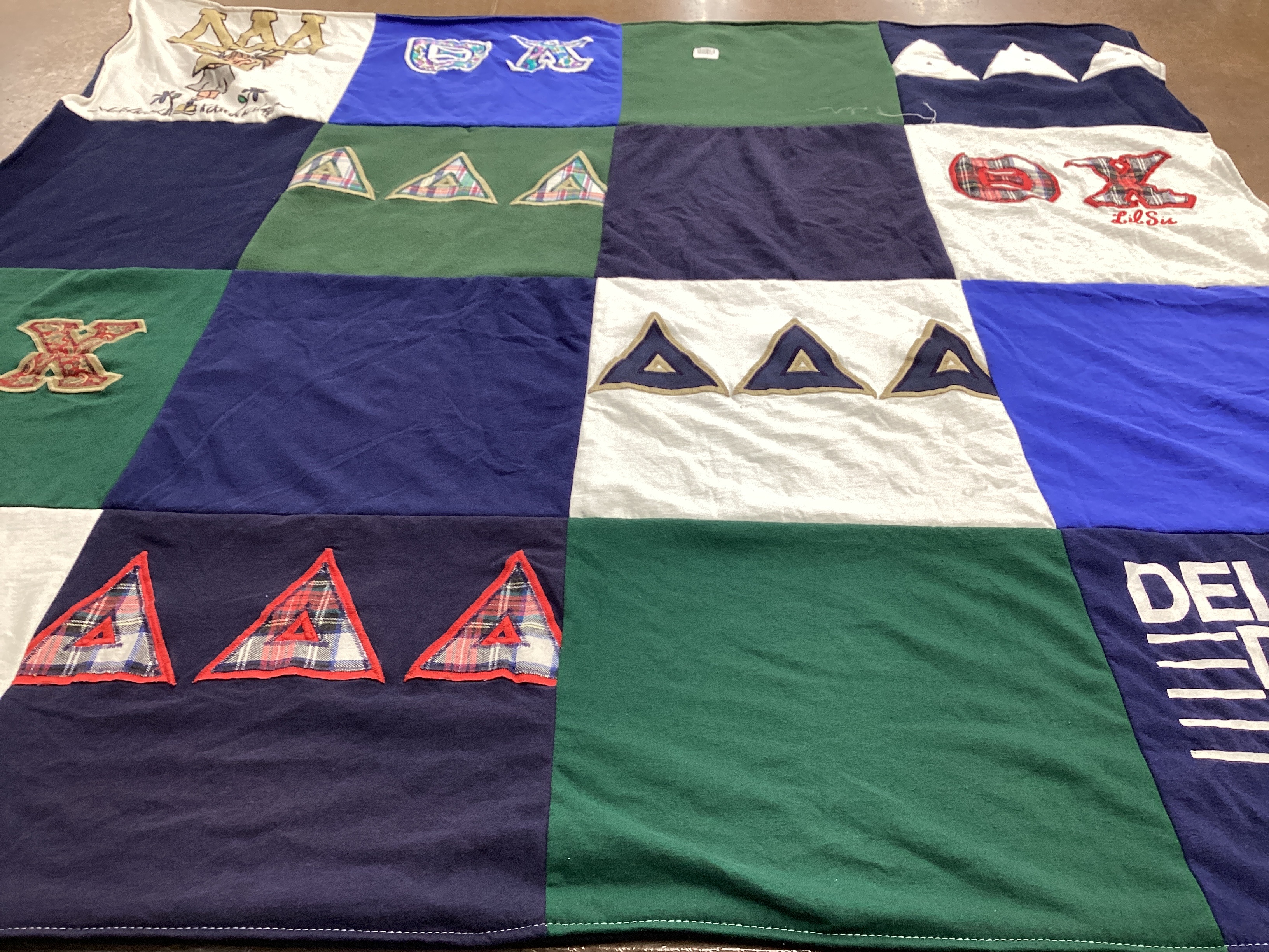 T-shirt quilt with sororities, fraternities themes by Michelle from TX