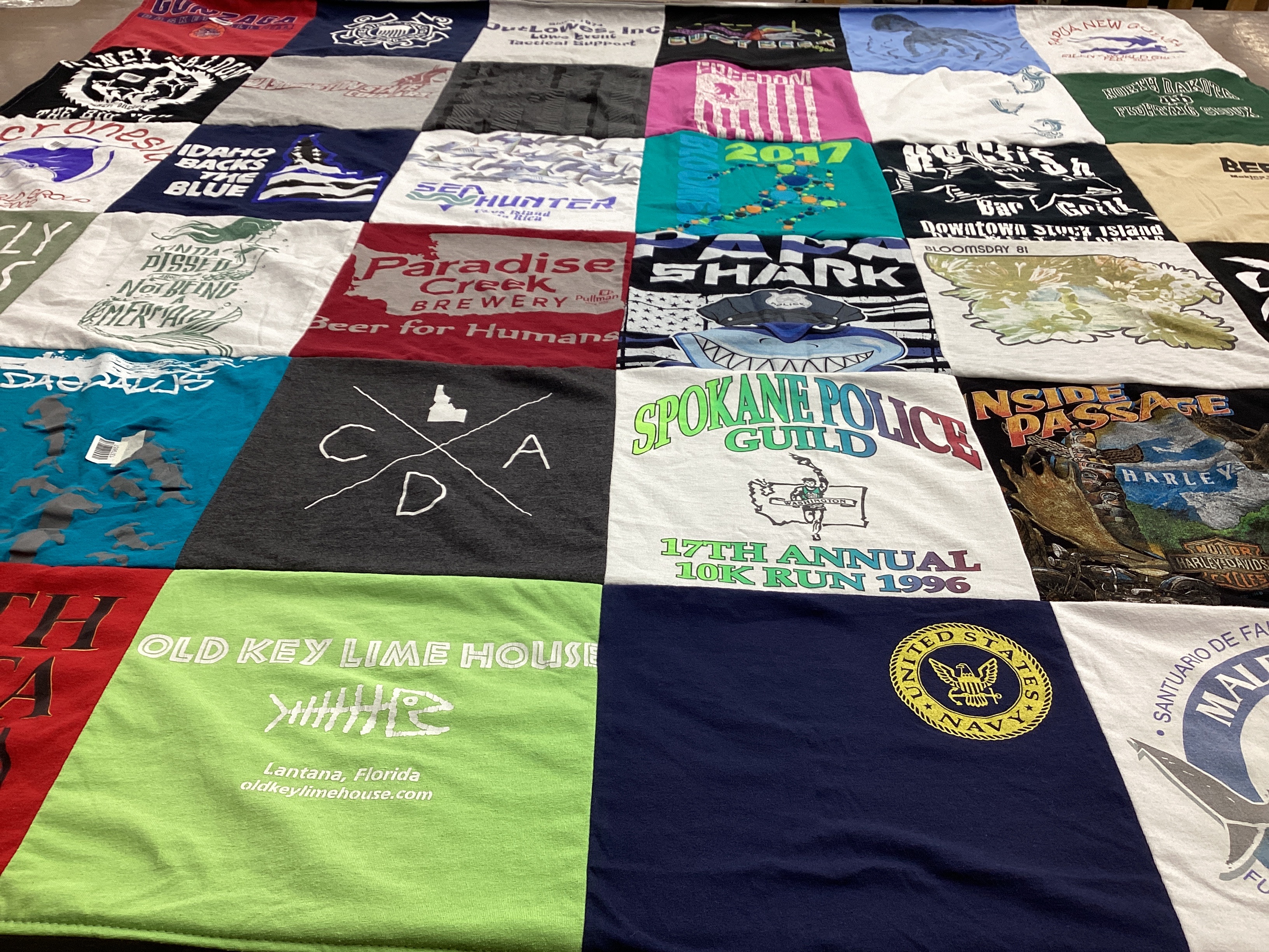 T-shirt quilt with breweries, maritime themes by Mark from ID