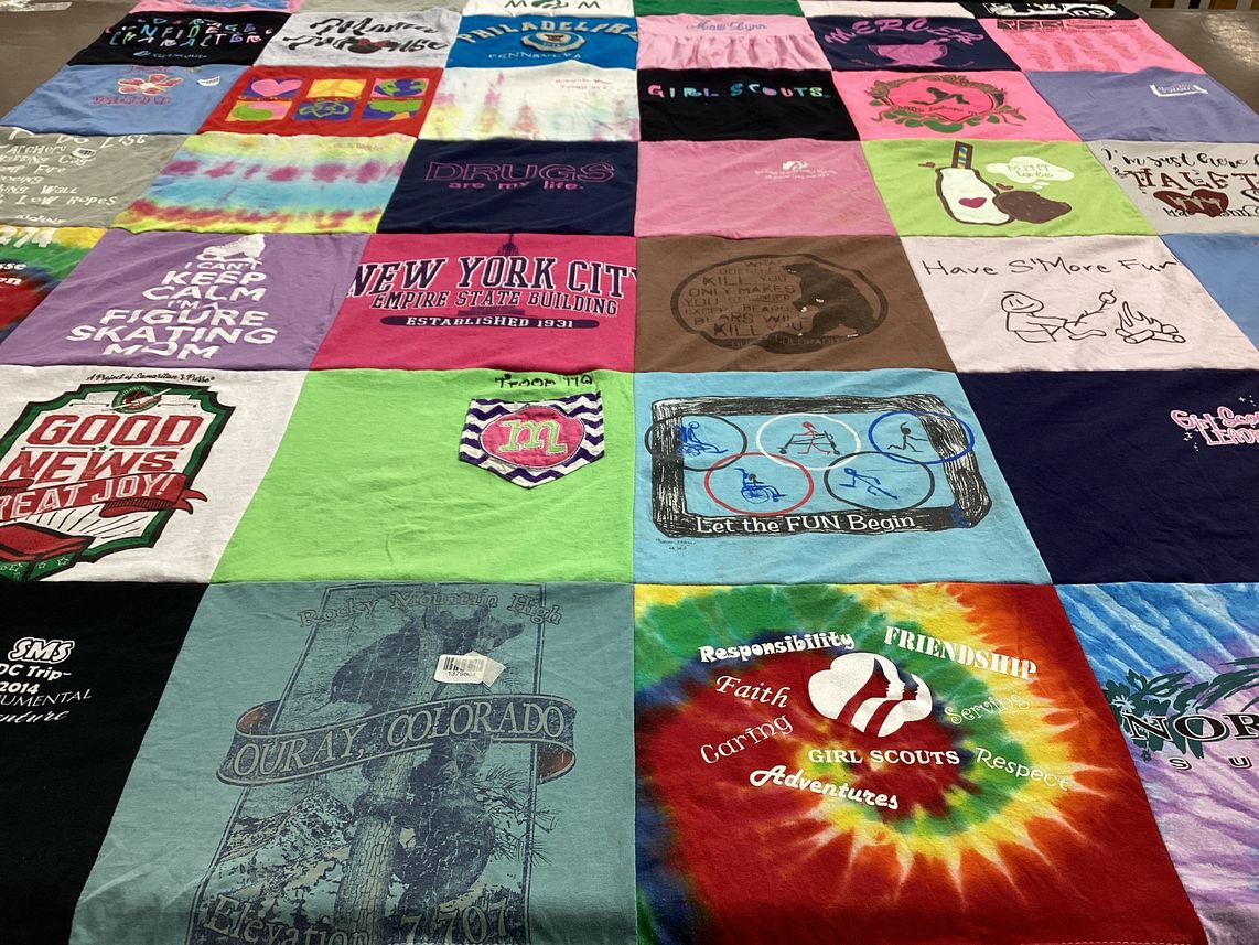 T-shirt quilt from rocky mountain high school by Valerie from AL