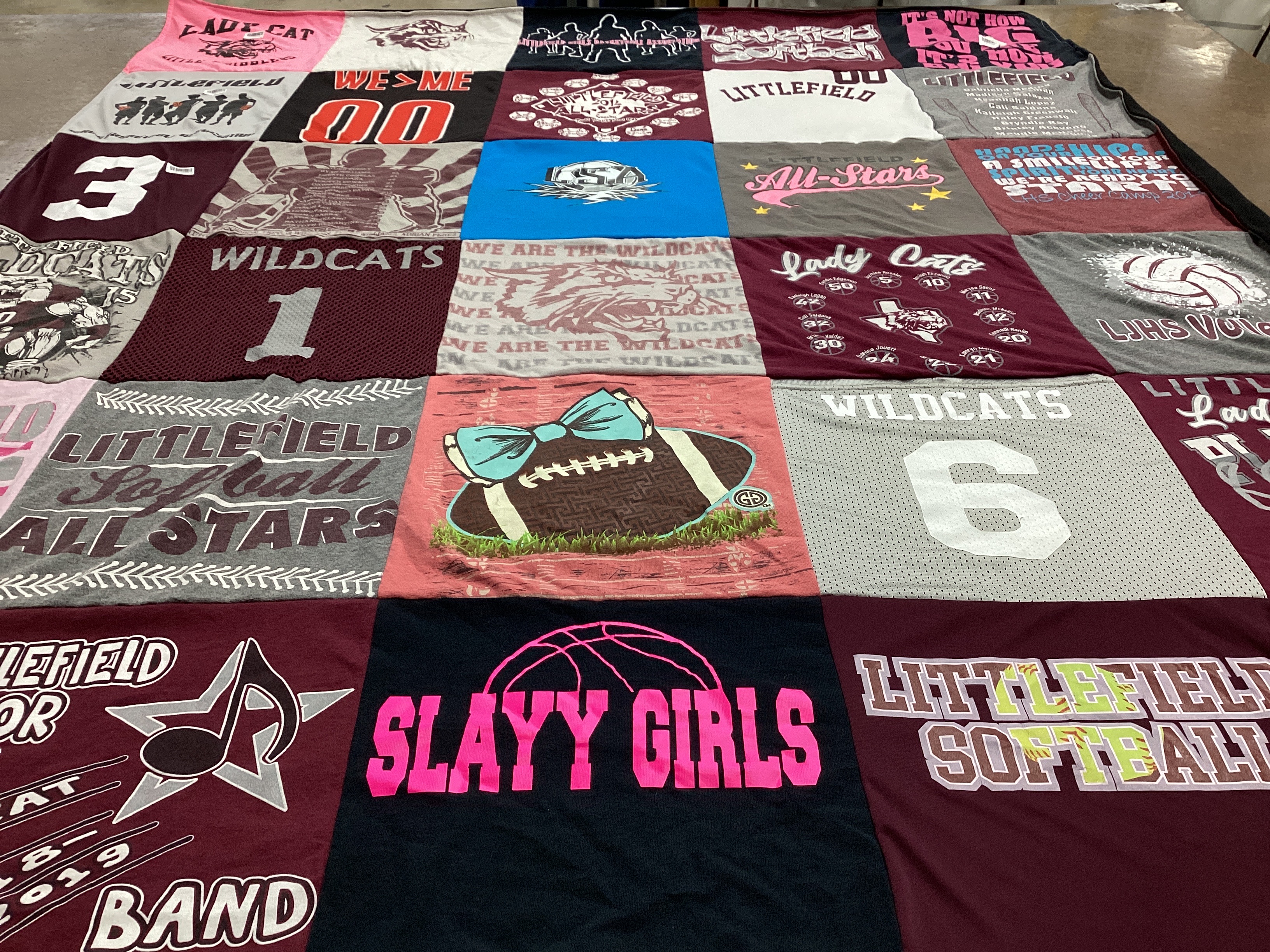 T-shirt quilt featuring littlefield lady cats, littlefield wildcats by ANgel from TX