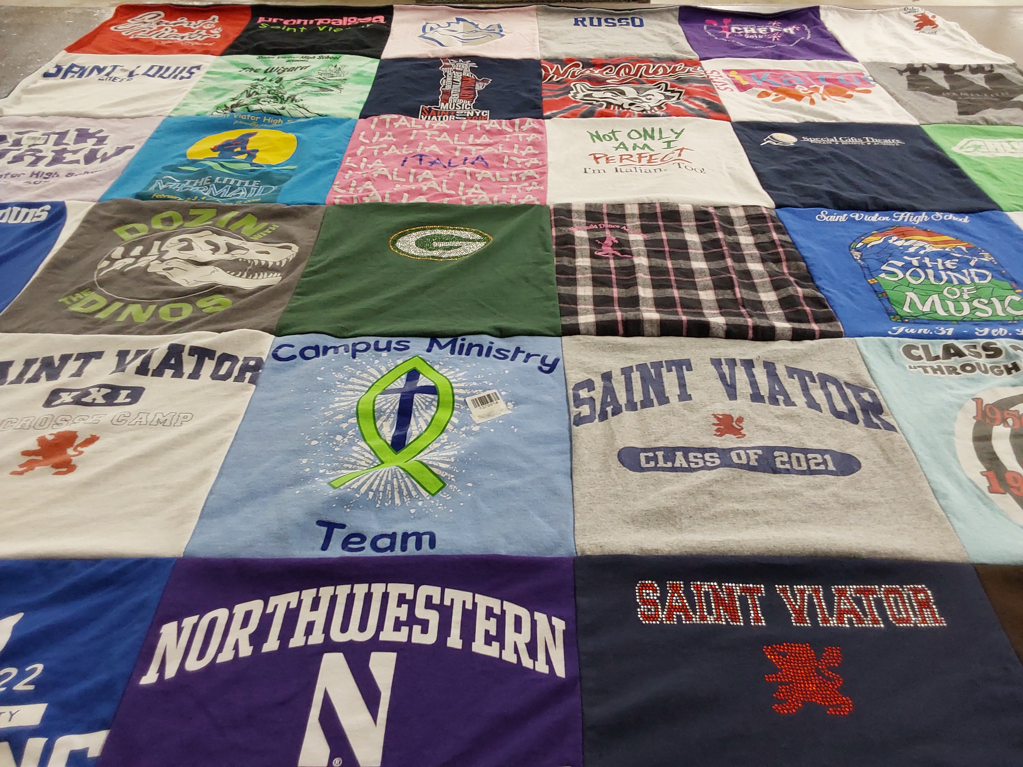 T-shirt quilt from saint viator high school, northwestern university by Mona from IL