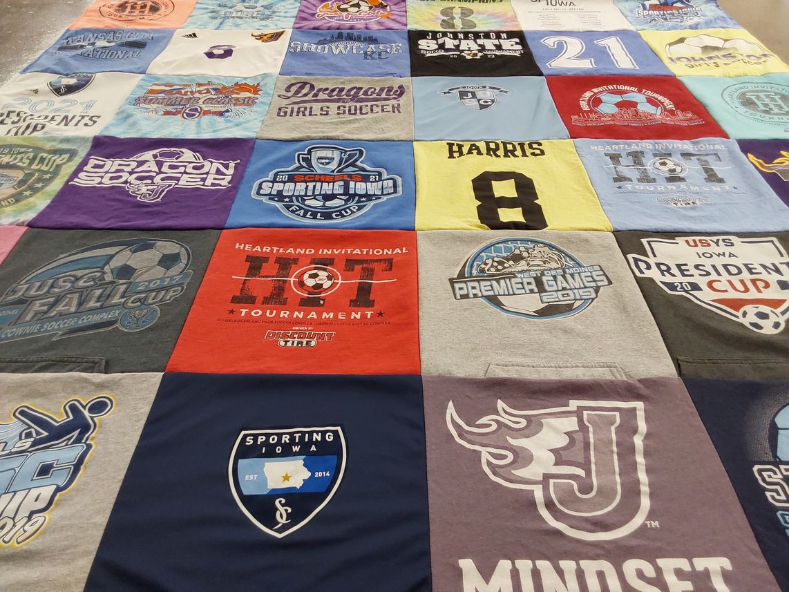T-shirt quilt featuring sporting iowa by Emily from IA