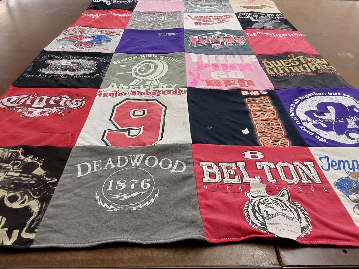 T-shirt quilt featuring belton high school tigers by Carol from TX