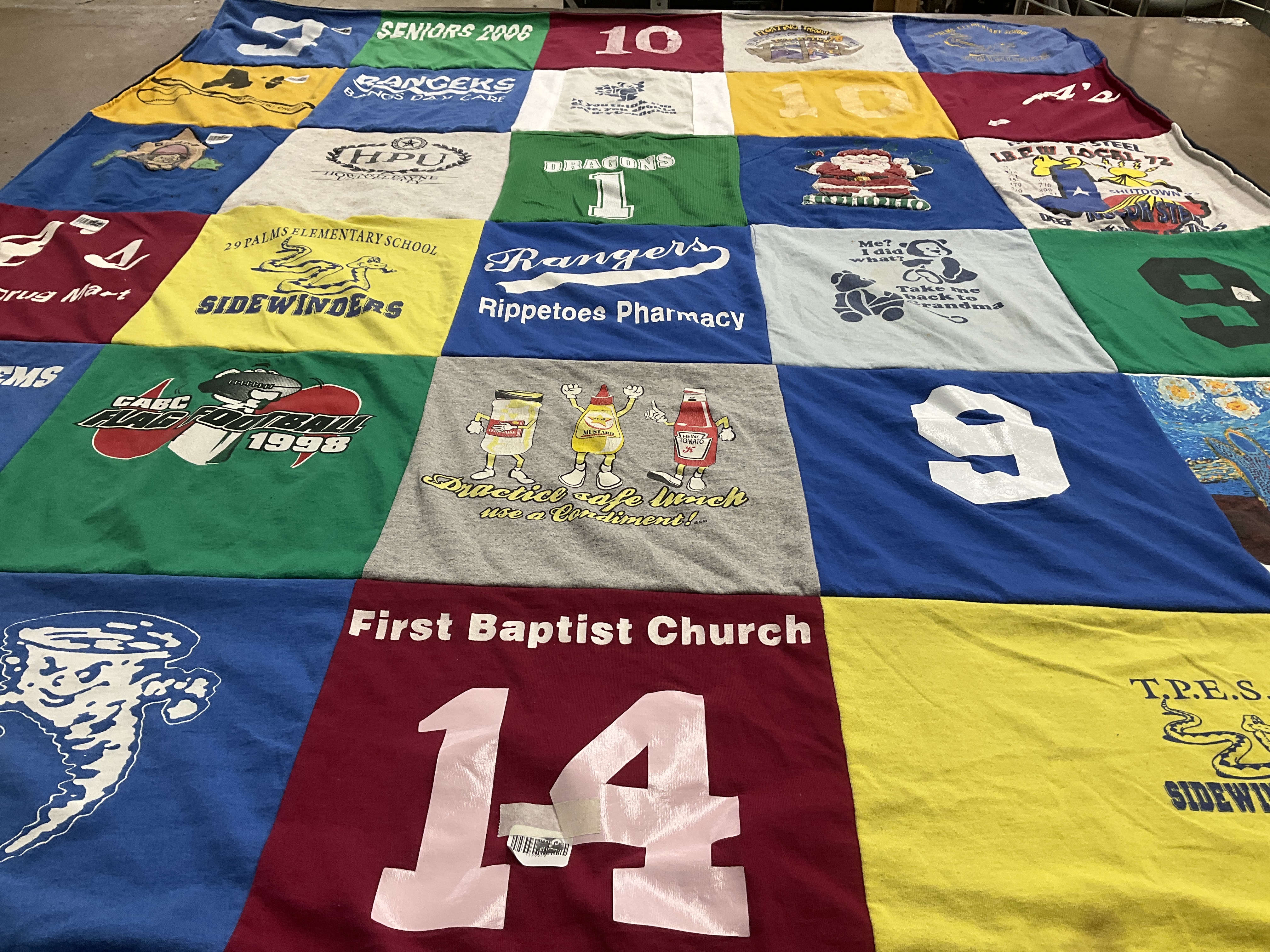 T-shirt quilt featuring sidewinders by Carol from TX