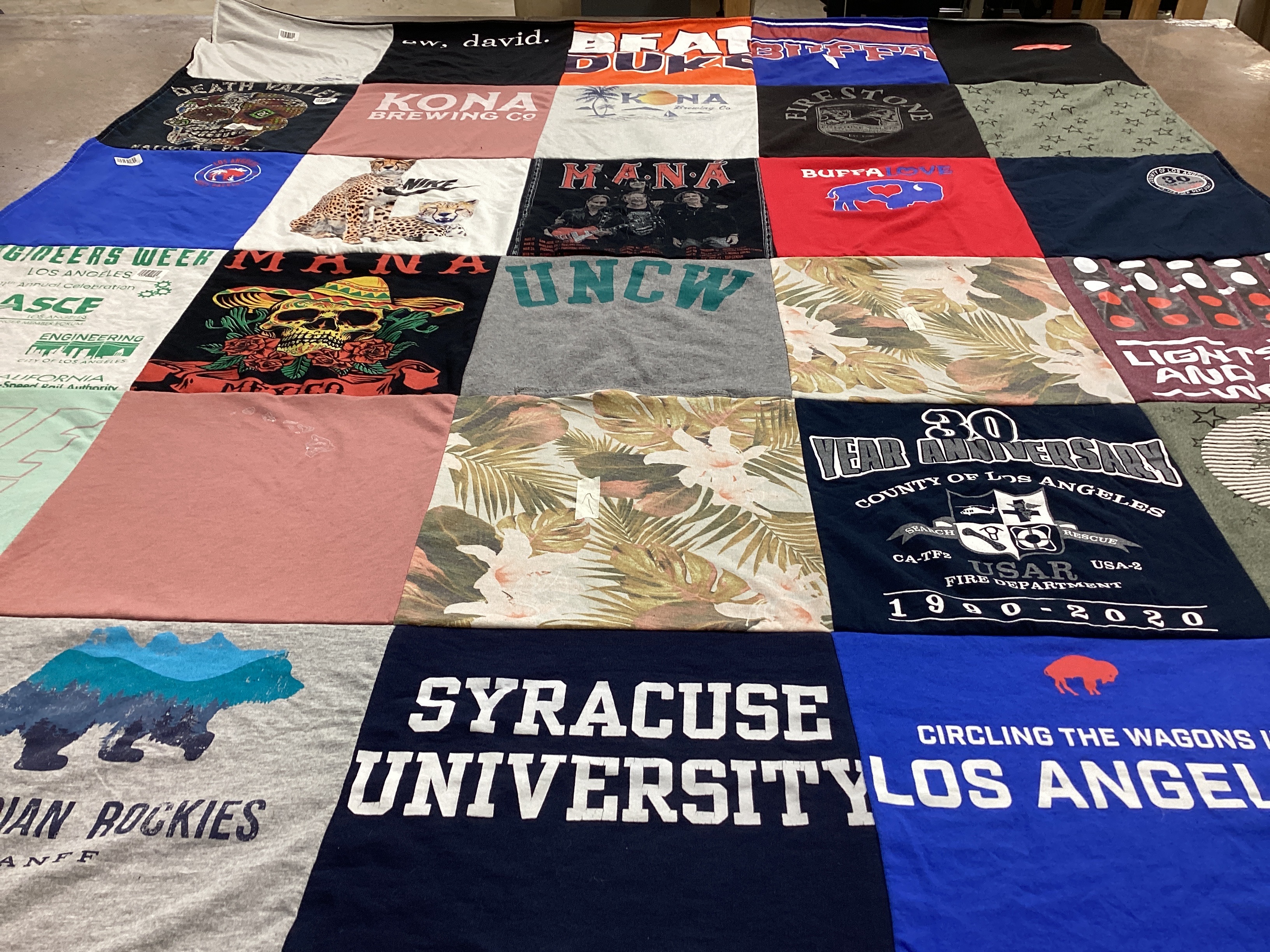 T-shirt quilt from syracuse university, north carolina wilmington university by Kaitlin from CA