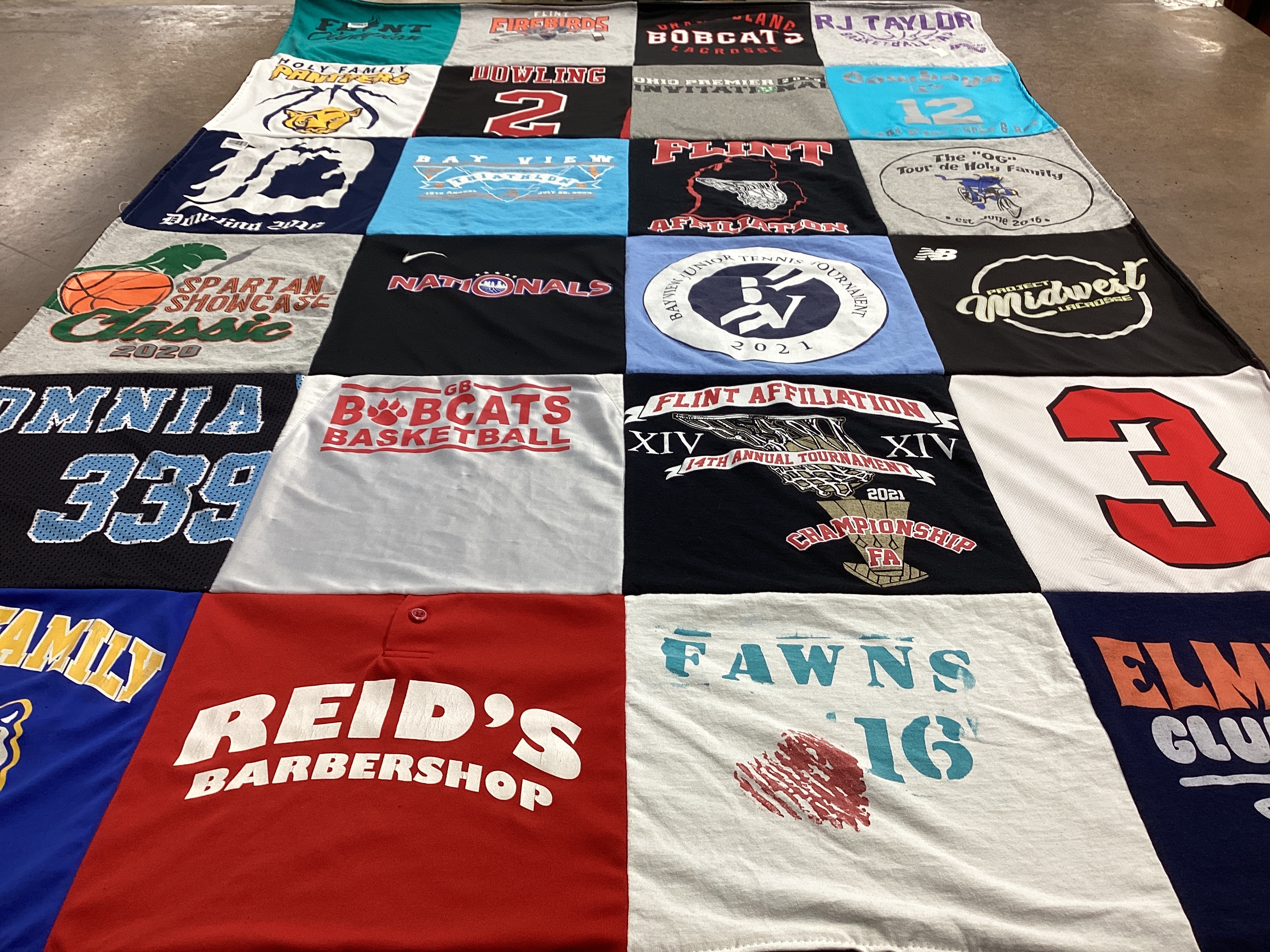 T-shirt quilt featuring bobcats basketball team by Susan from MI