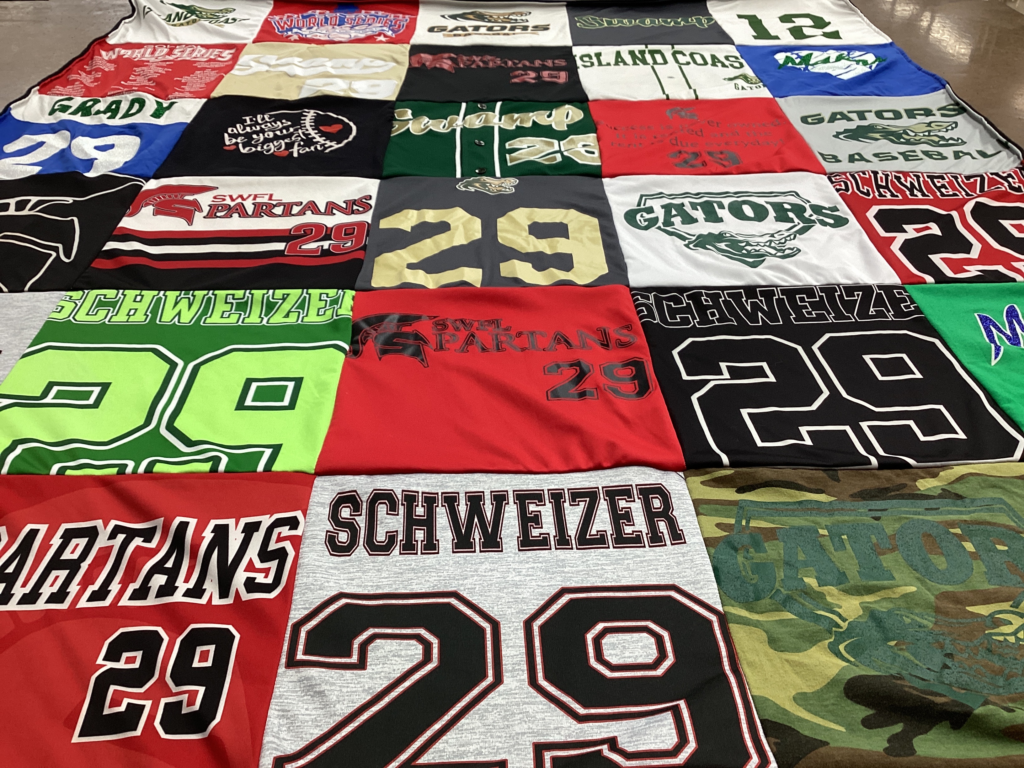 T-shirt quilt featuring southwest florida spartans, island coast gators by Stacie from FL